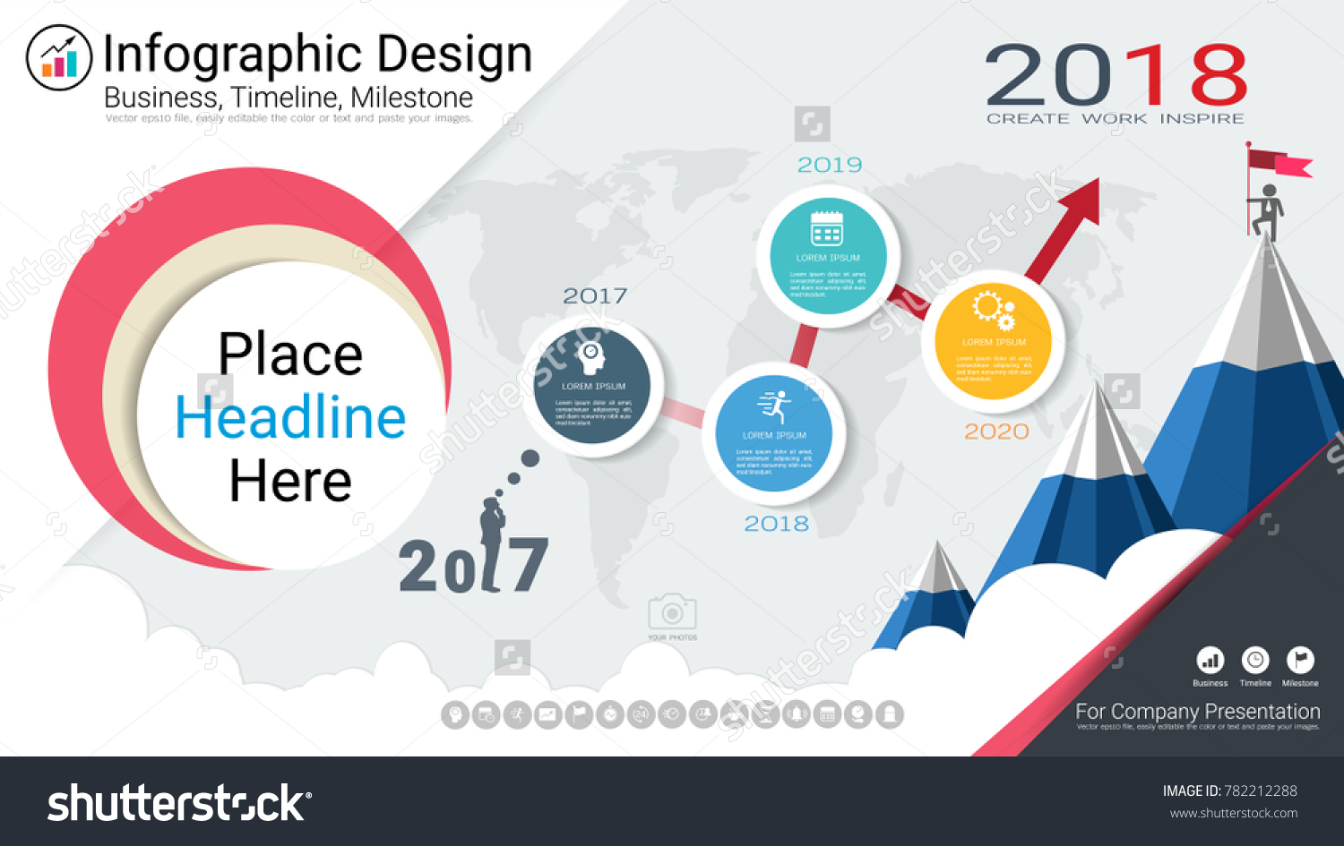 Business Infographics Template Milestone Timeline Road Stock Vector