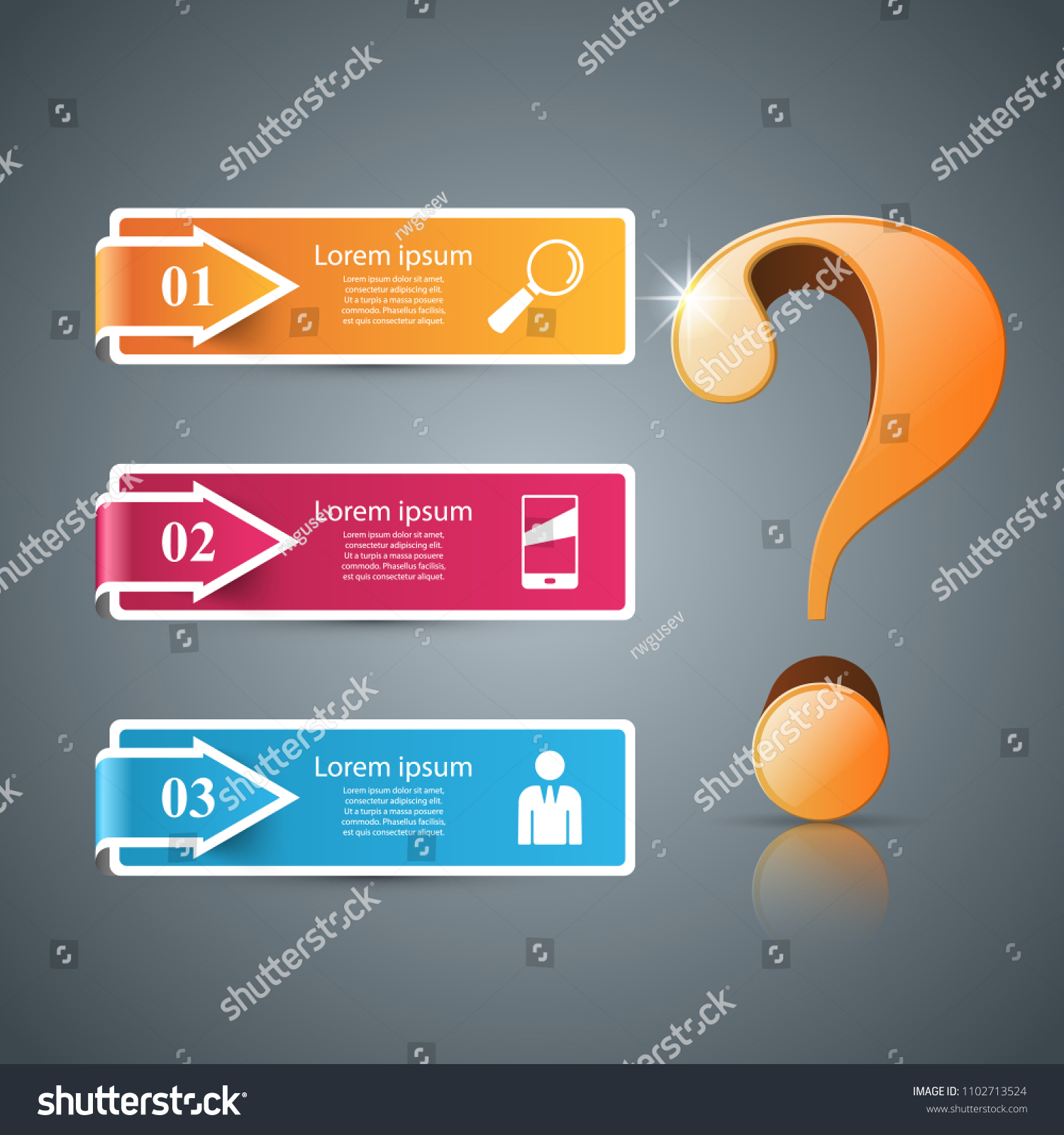 Business Infographics Three Items Question Mark Stock Vector (Royalty ...