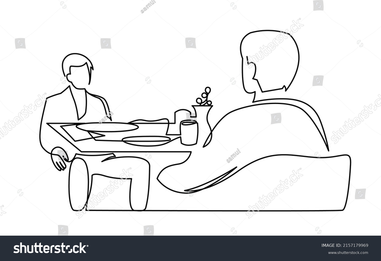 Business Lunch Meeting Two Men Cafe Stock Vector (Royalty Free ...