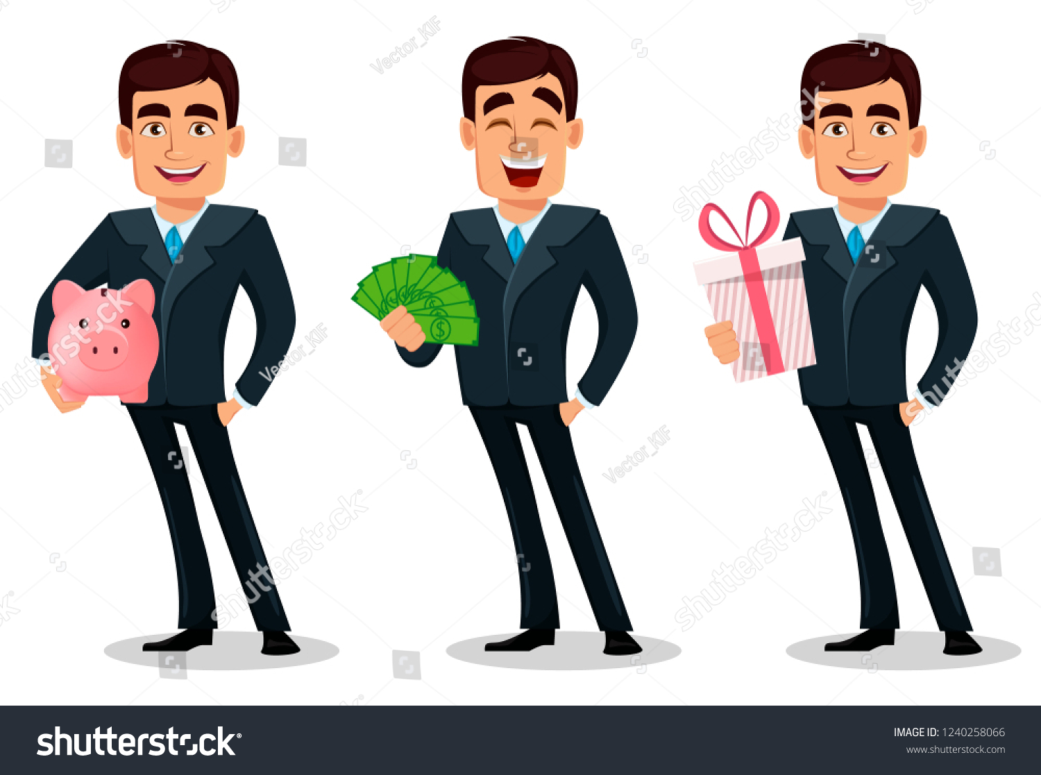 Business Man Cartoon Character Formal Suit Vector De Stock Libre De