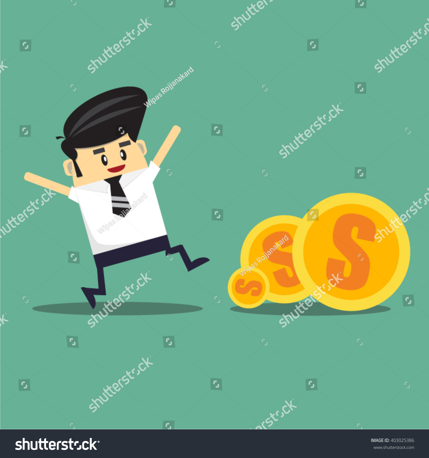 Business Man Follow Money. Success Concept Stock Vector 403025386 ...