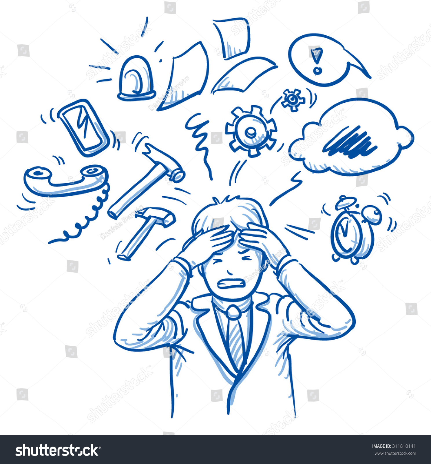 4 607 Work Stress Sketch Gambar Foto Stok Vektor Shutterstock Stock Vector Business Man Holding His Head In Pain Surrounded By Work Icons Concept For Stress Burnout Too 311810141