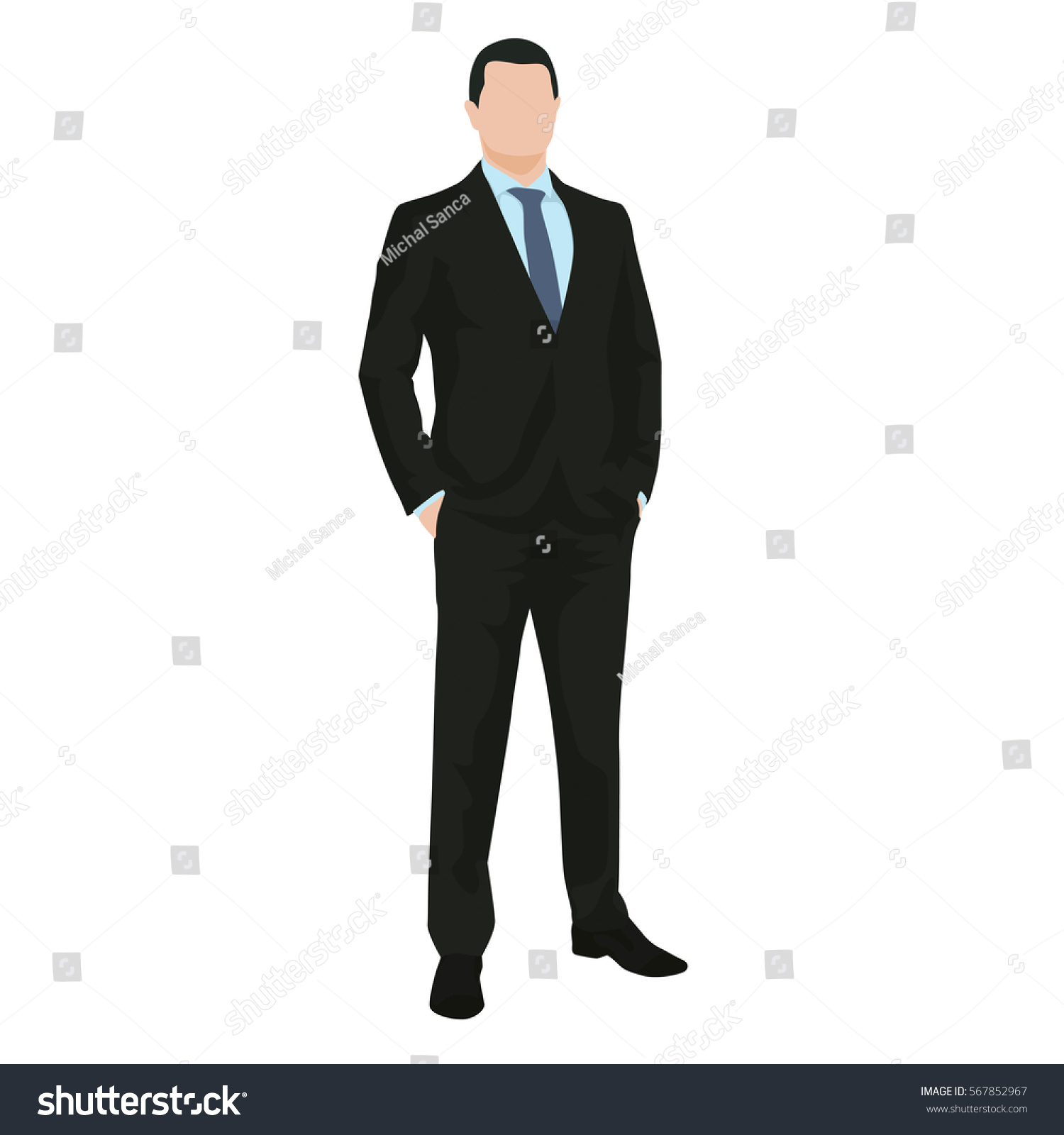 Business Man Standing Dark Suit Hands Stock Vector (Royalty Free) 567852967