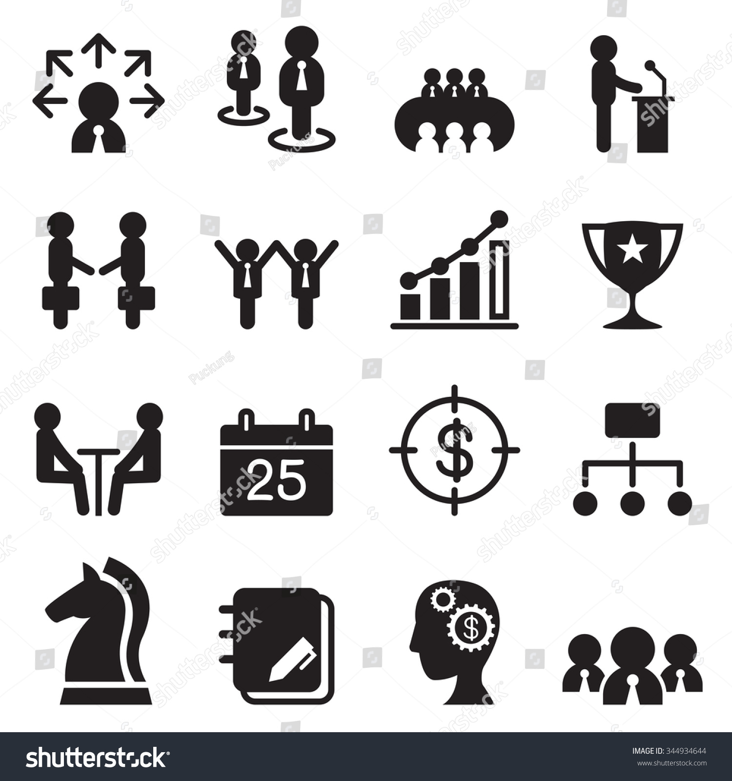 Business Management Icons Set Stock Vector 344934644 - Shutterstock