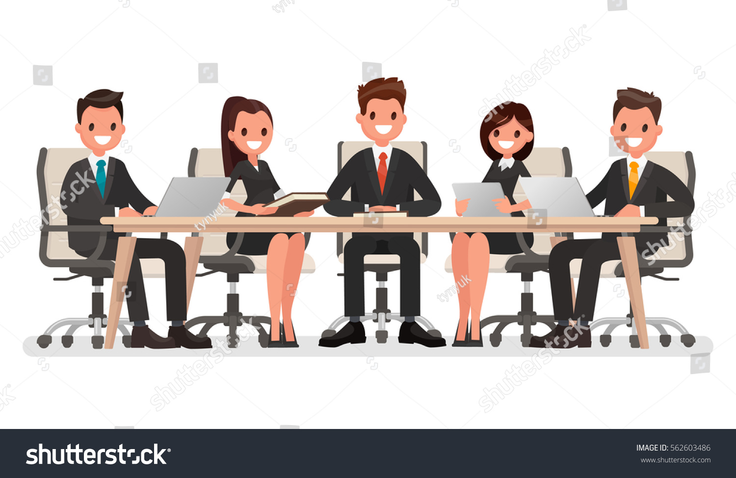 Business Meeting Big Table Led By Stock Vector (Royalty Free) 562603486 ...
