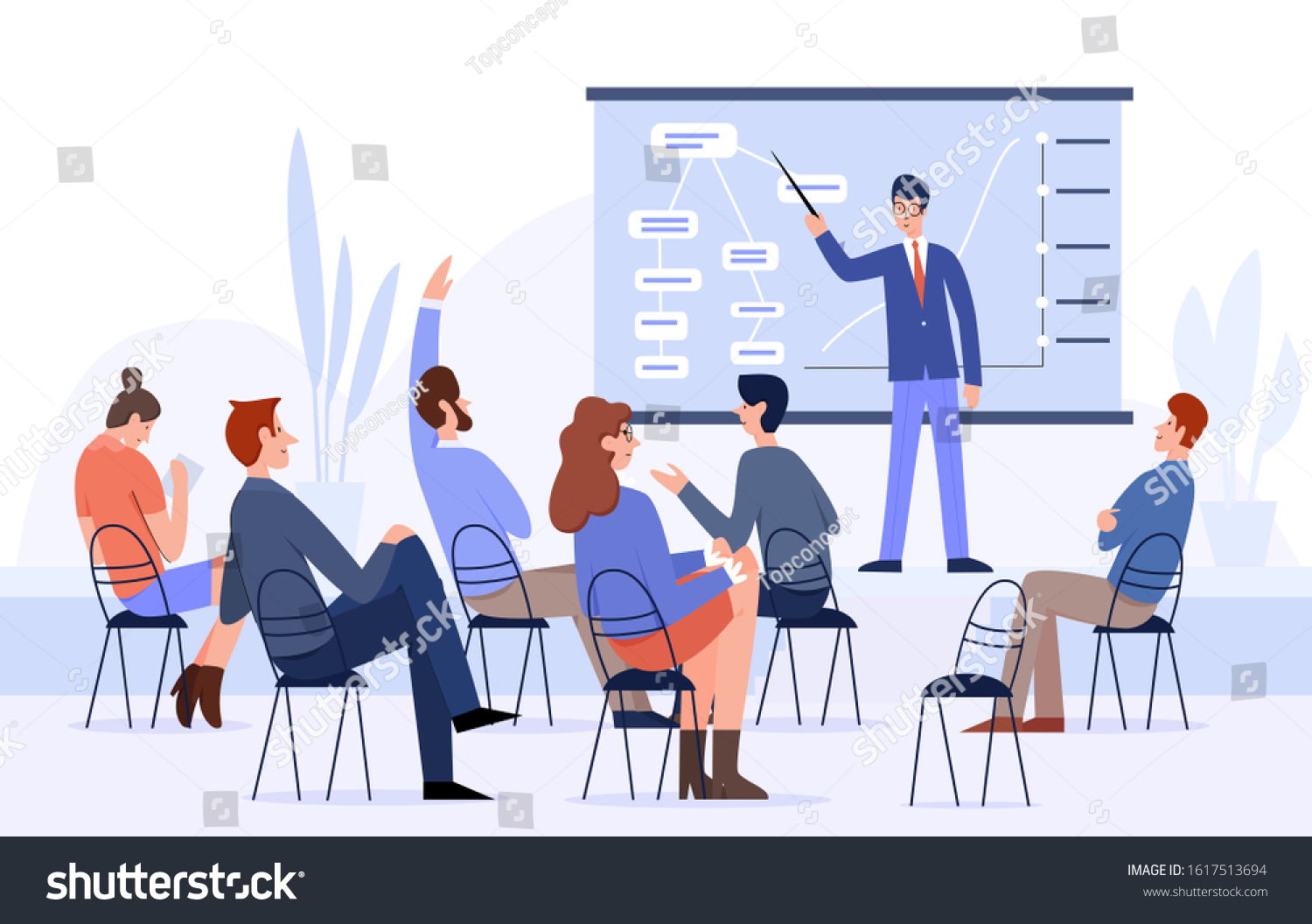 Business Meeting Conference Flat Vector Illustration Stock Vector ...