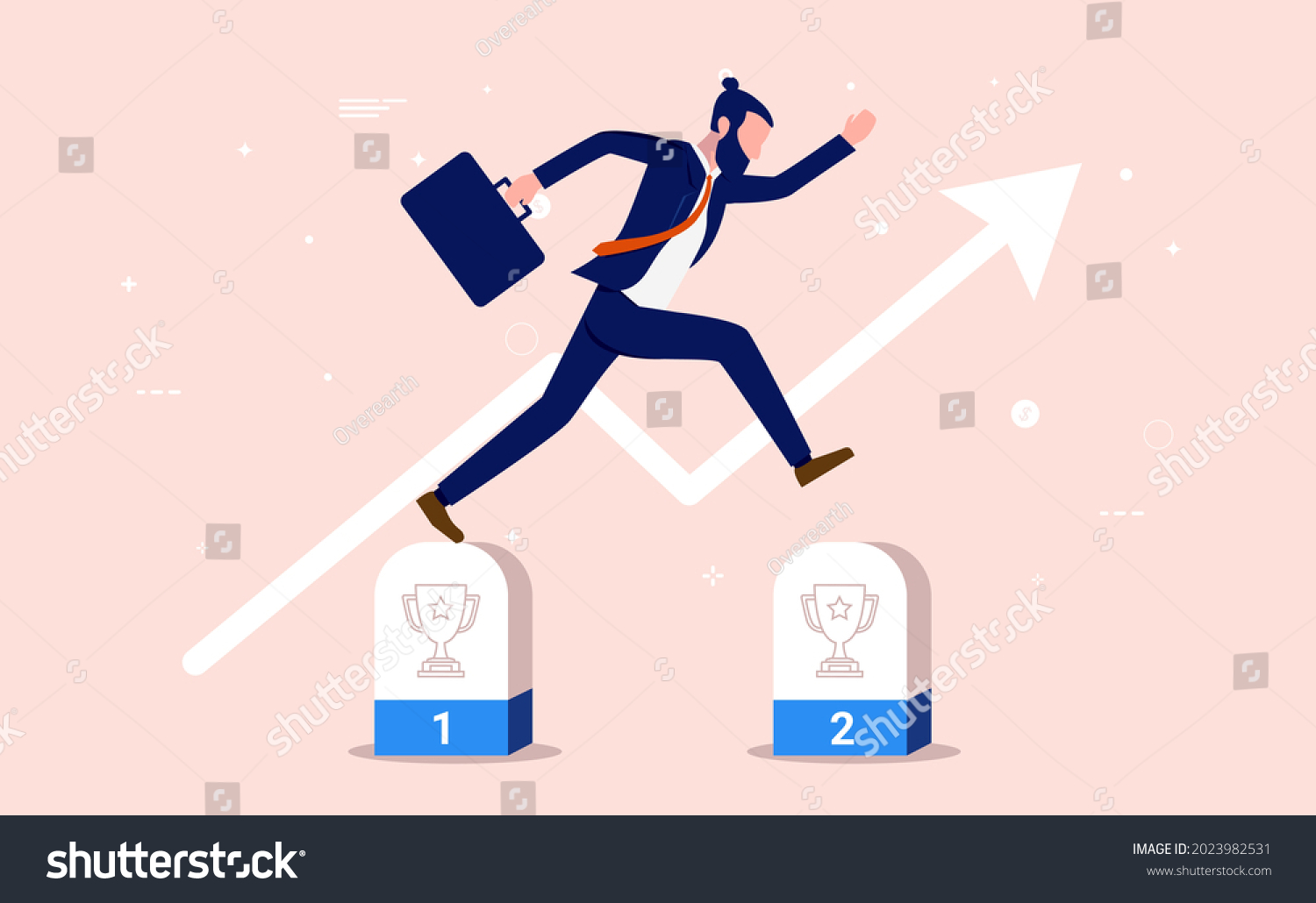 Business Milestones Businessman Jumping On Milestone Stock Vector ...