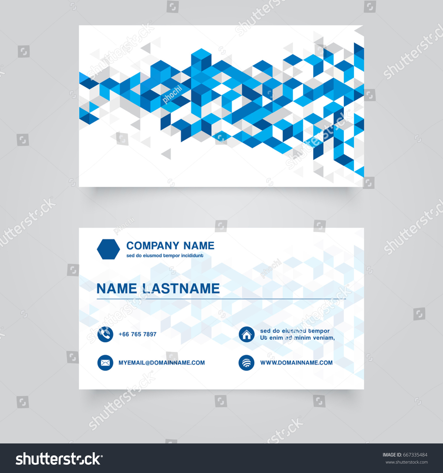 Business Namecard Abstract Blue Geometric Background Stock Vector ...