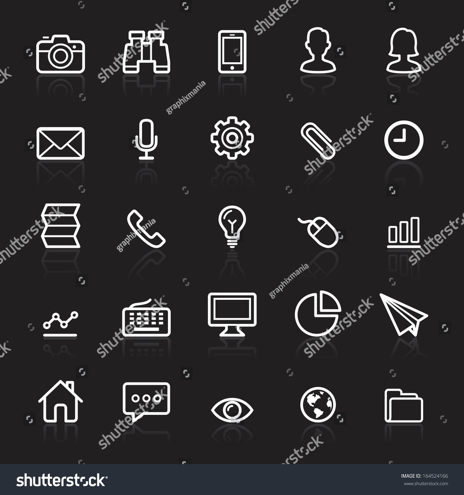 Business Outline White Icons Set 1. Vector Illustration. - 164524166 ...