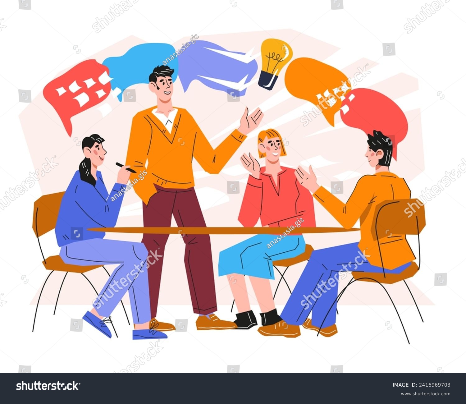 SVG of Business people debate, partnership, teamwork, brainstorming and collaboration. Professional relationships and discussion of business strategy. Successful team environment, vector isolated. svg