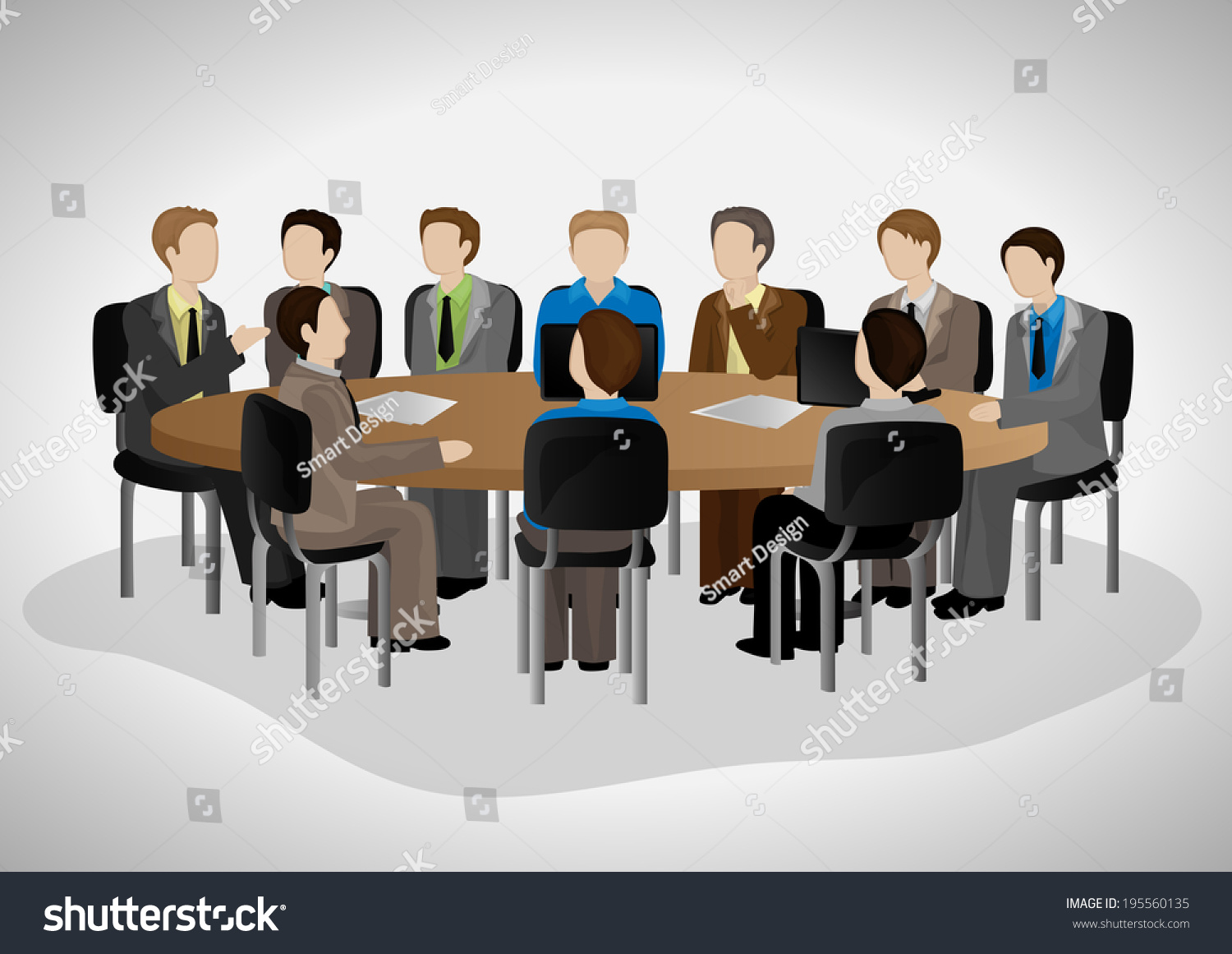 Business People Having Meeting - Isolated On Gray Background - Vector ...