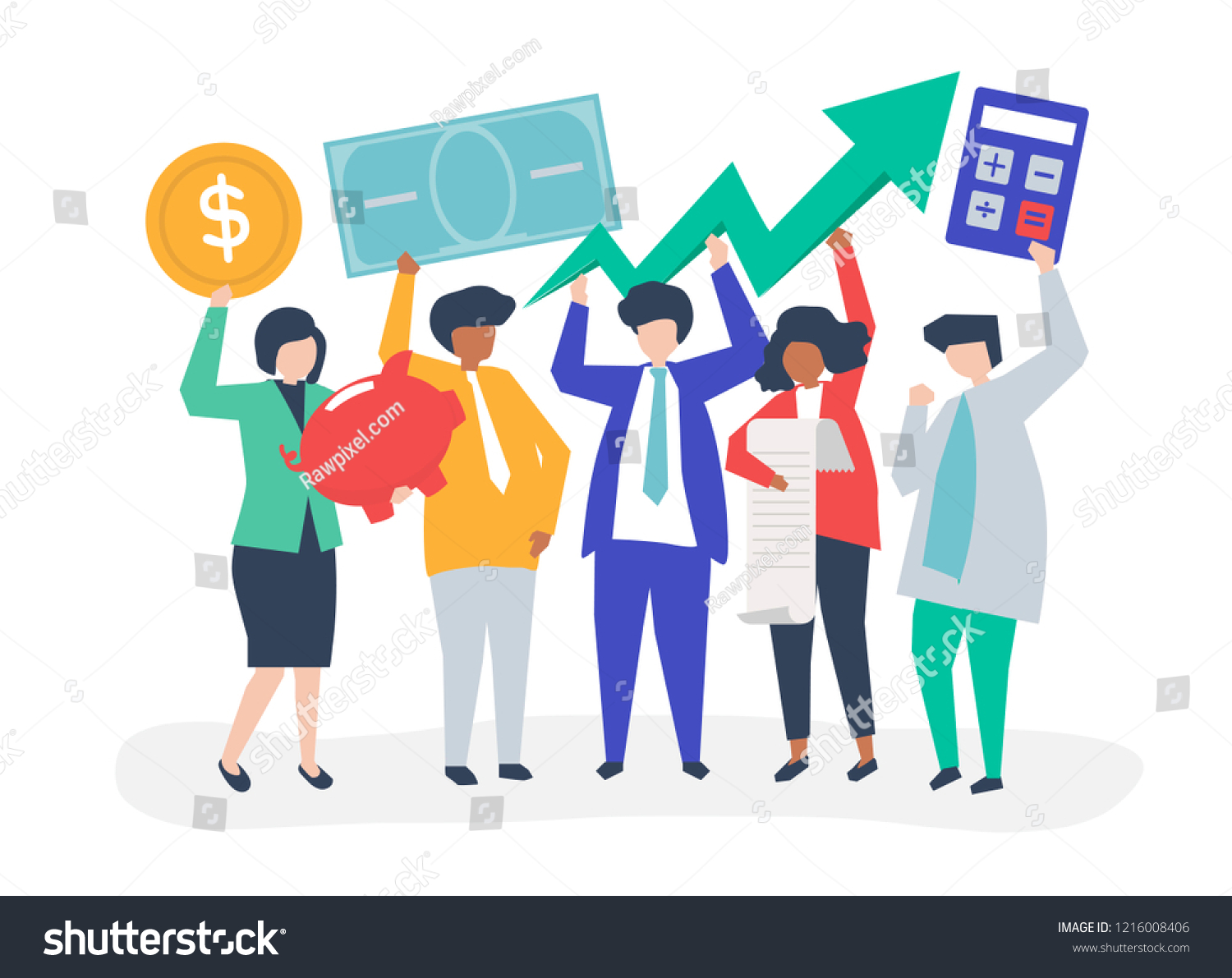 Business People Holding Financial Growth Concept Stock Vector Royalty