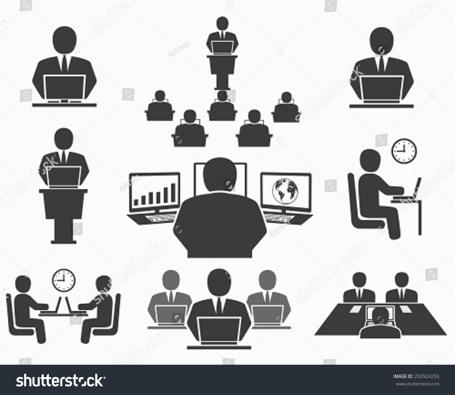 stock vector business people office icons conference computer work 202924255