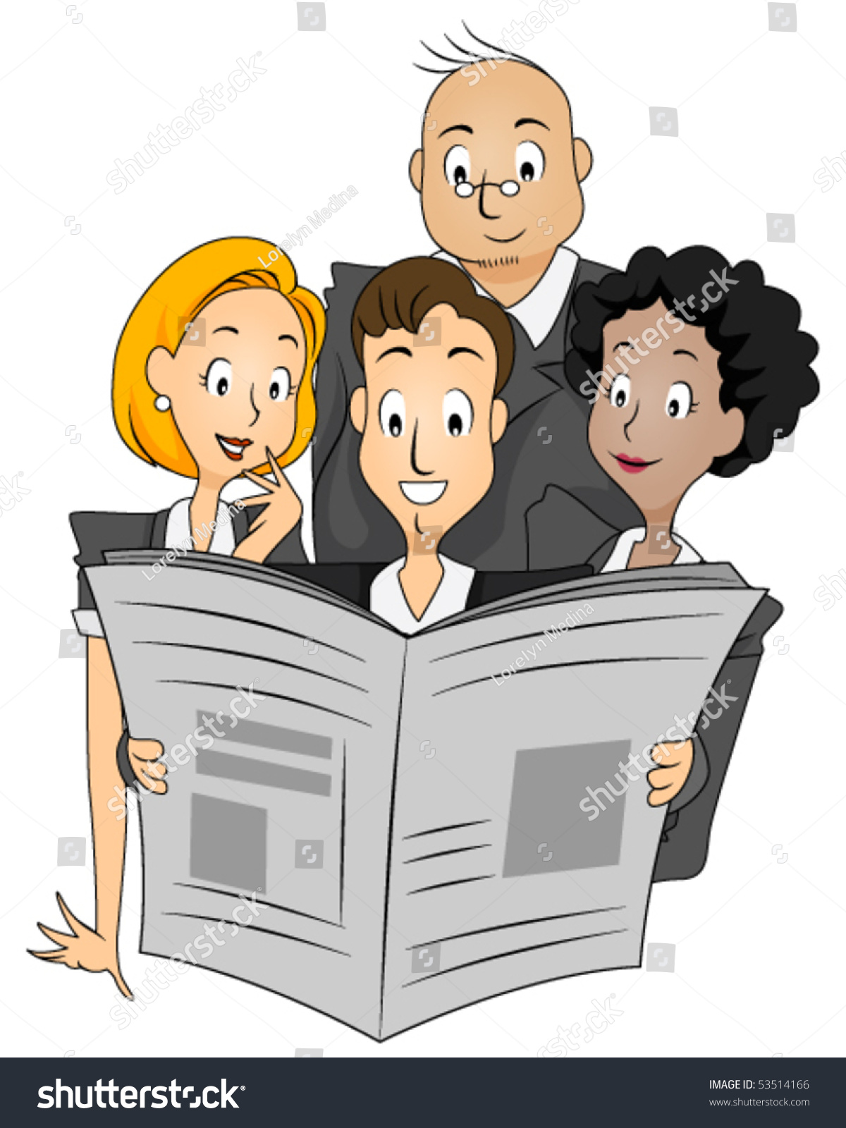 Business People Reading Newspaper Vector Stock Vector Royalty Free