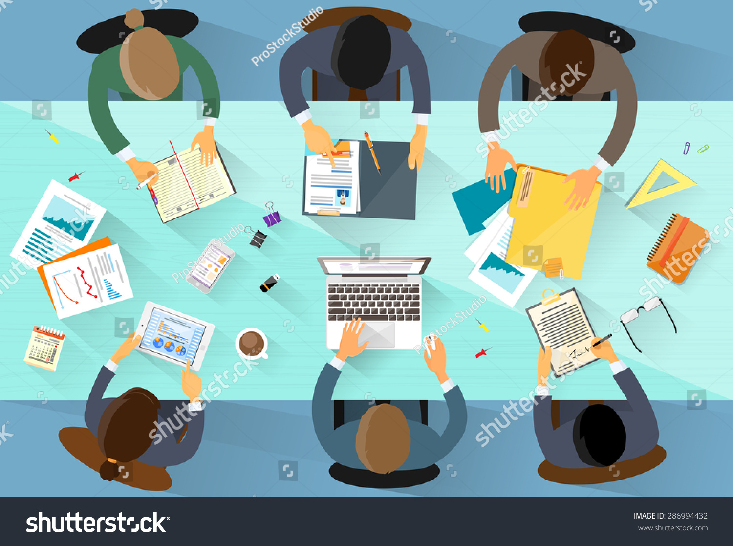 Business People Workplace Top Angle Above Stock Vector 286994432 ...