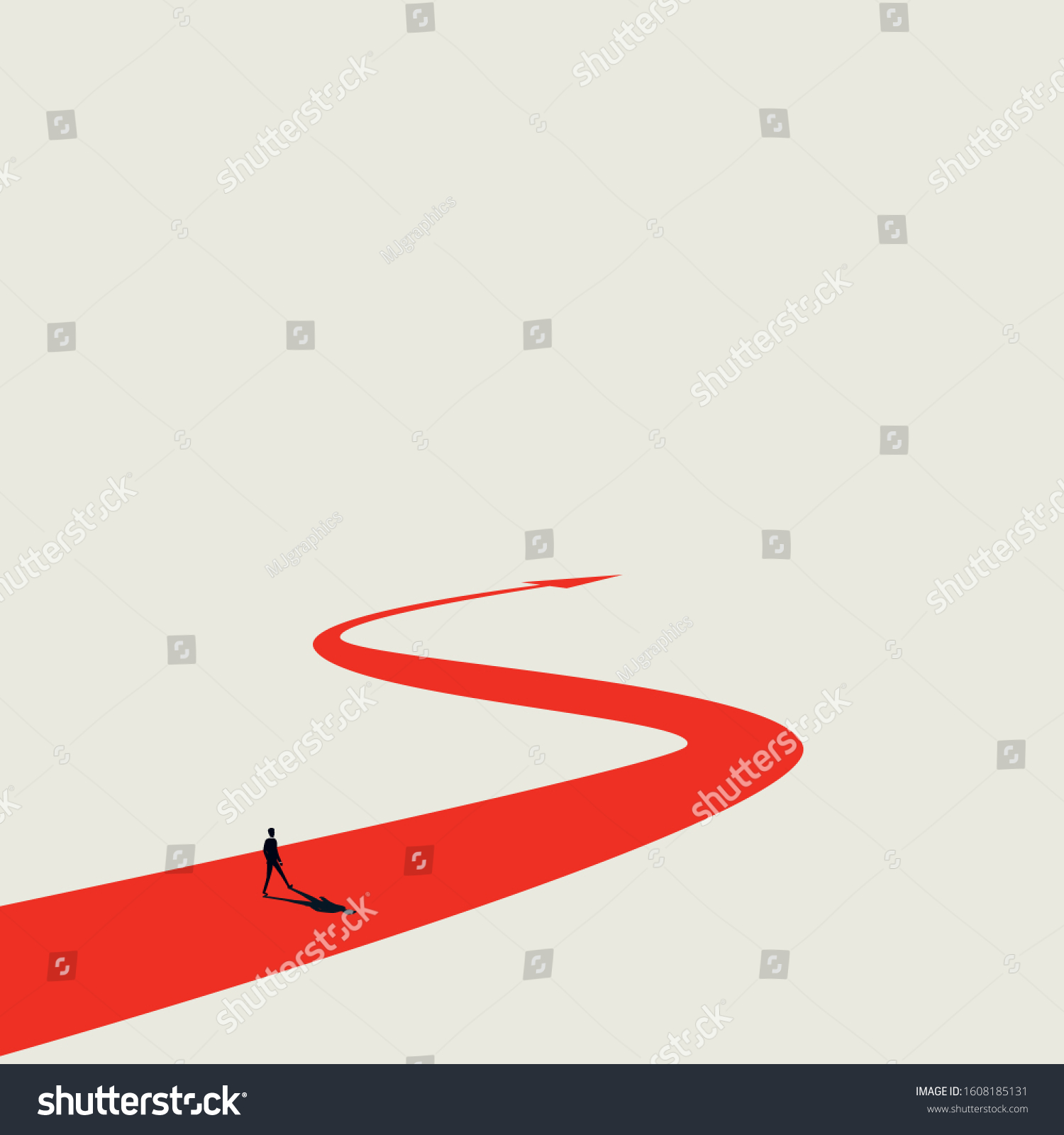 SVG of Business plan and strategy vector concept with winding arrow as challenge and businessman. Symbol of success, hard work, achievement and opportunity. Eps10 illustration. svg