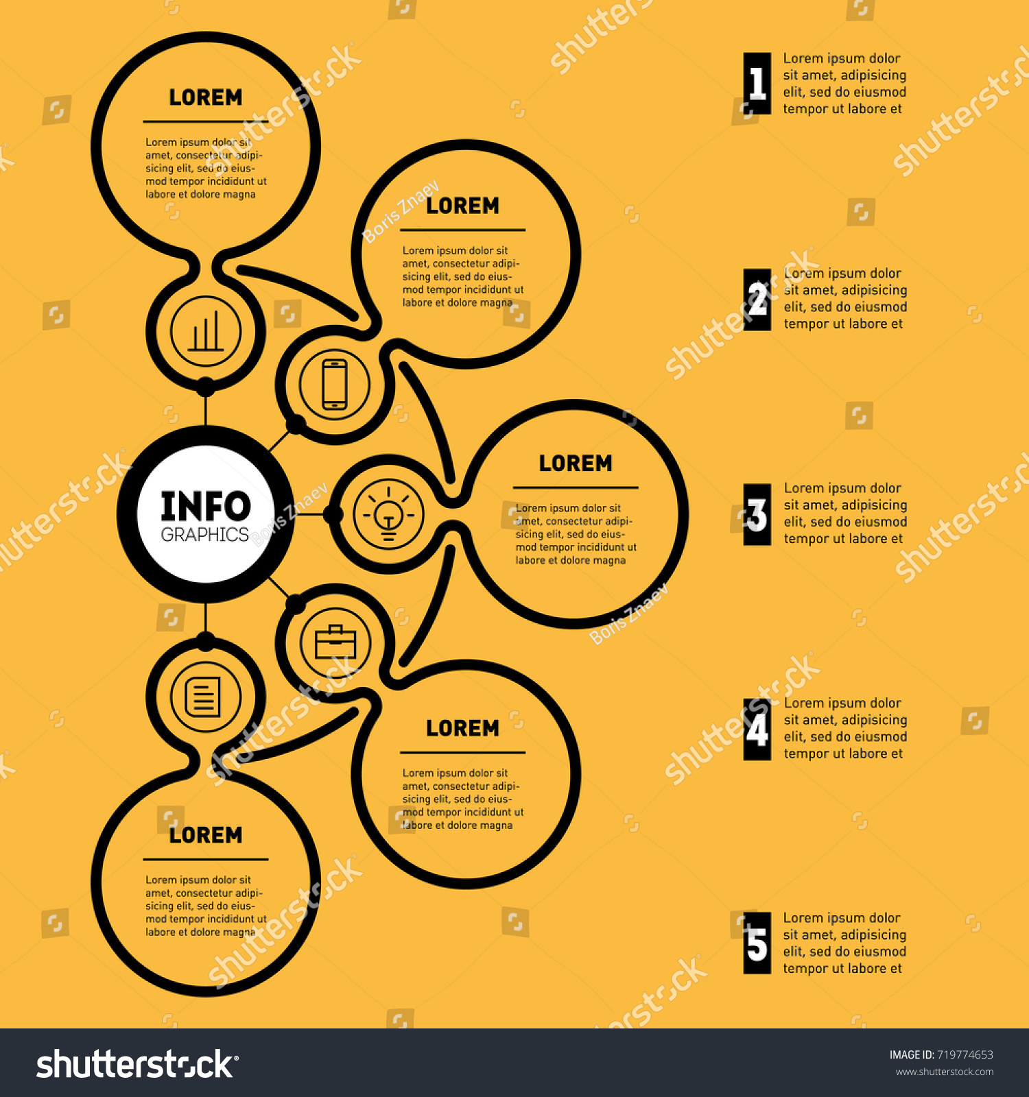 Business Presentation Infographic 5 Options Vector Vector De Stock Libre De Regalías 719774653 4915