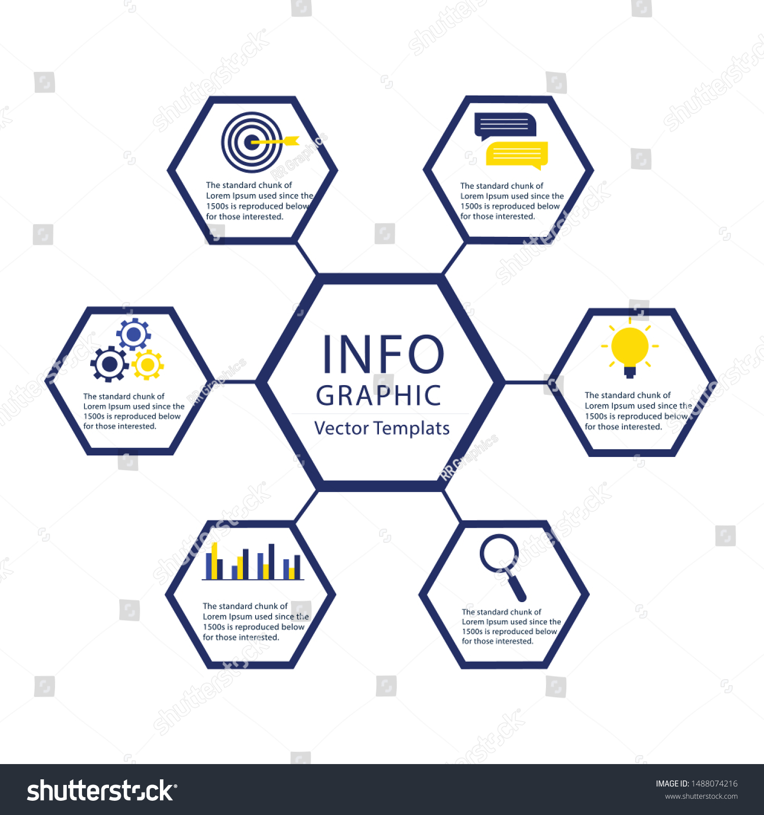 Business Process Chart Infographics 6 Step Stock Vector Royalty Free 1488074216 Shutterstock 5886