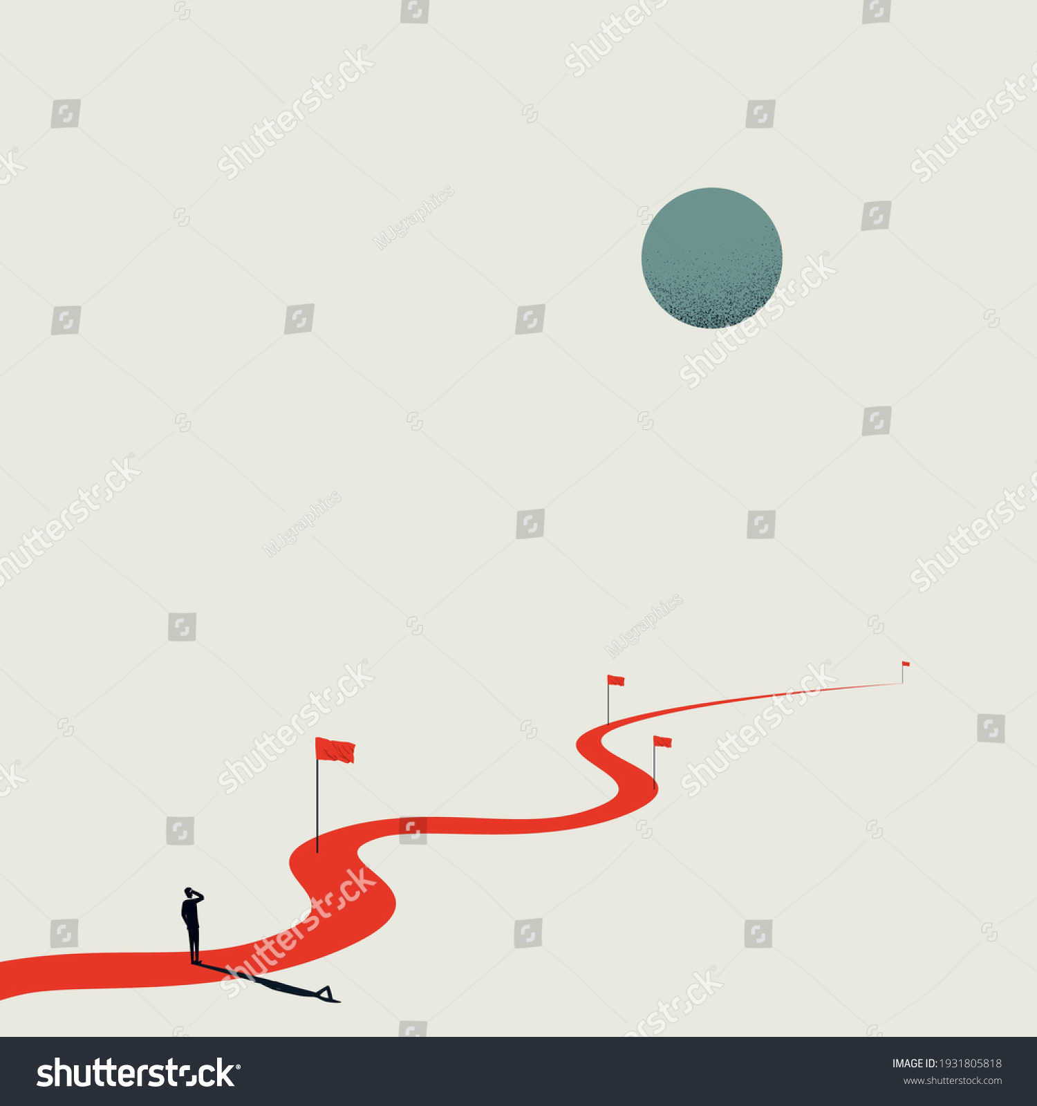 SVG of Business project milestones vector concept. Man standing at the start of the road, path. Symbol of planning, strategy. Eps10 design, minimal art illustration. svg