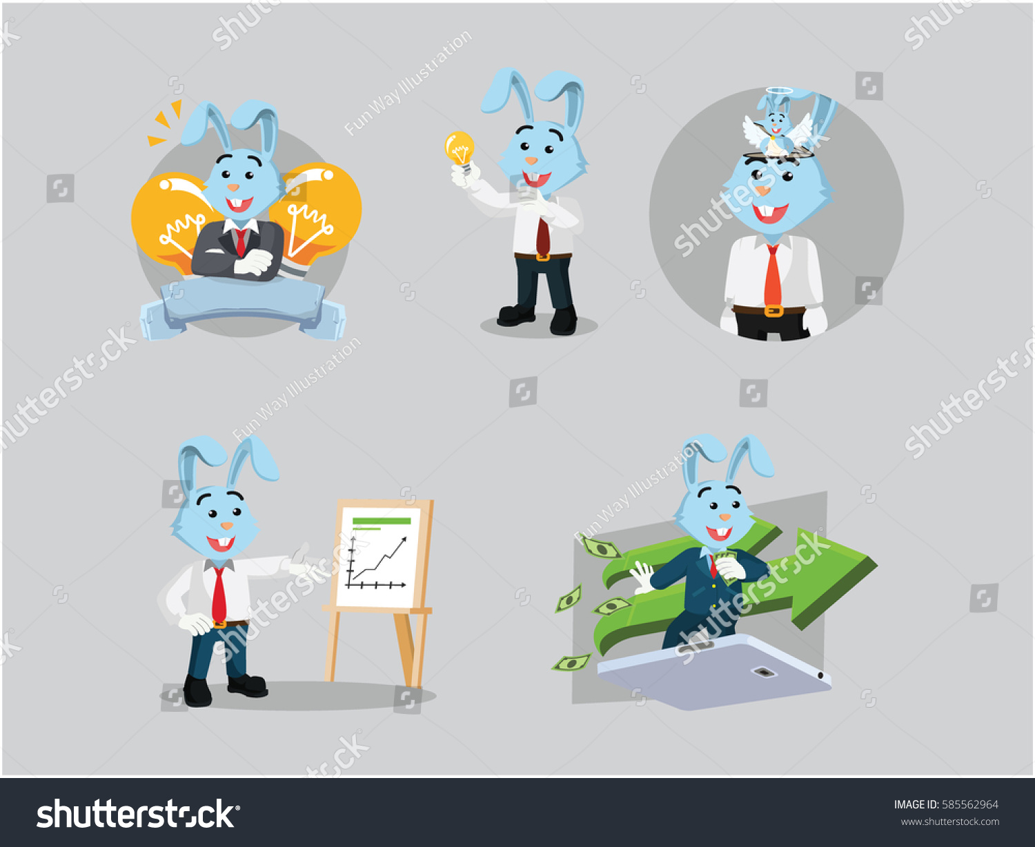 Business Rabbit Cartoon Set Stock Vector (Royalty Free) 585562964