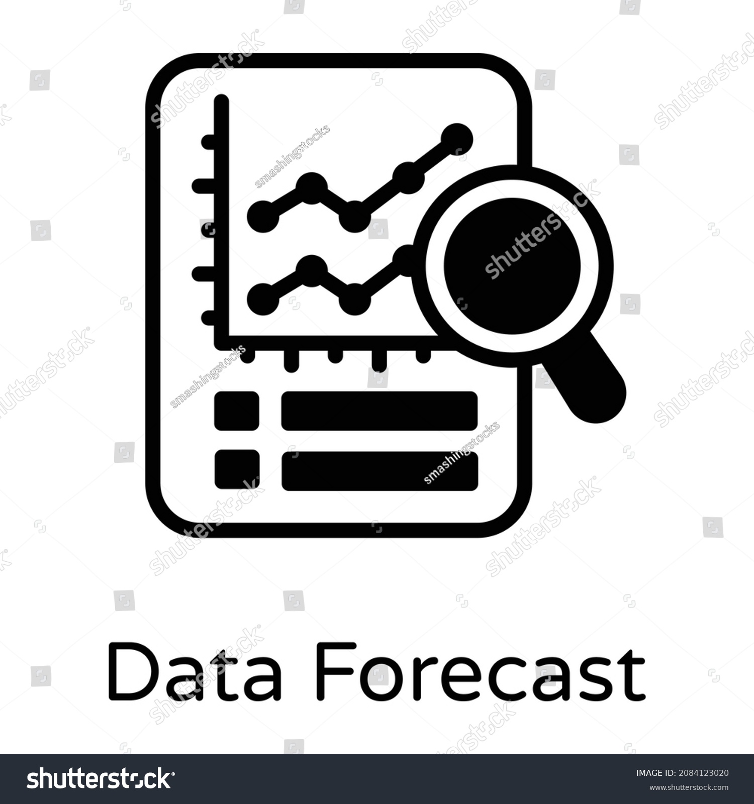 SVG of Business report under magnifying glass, data forecast icon,  svg
