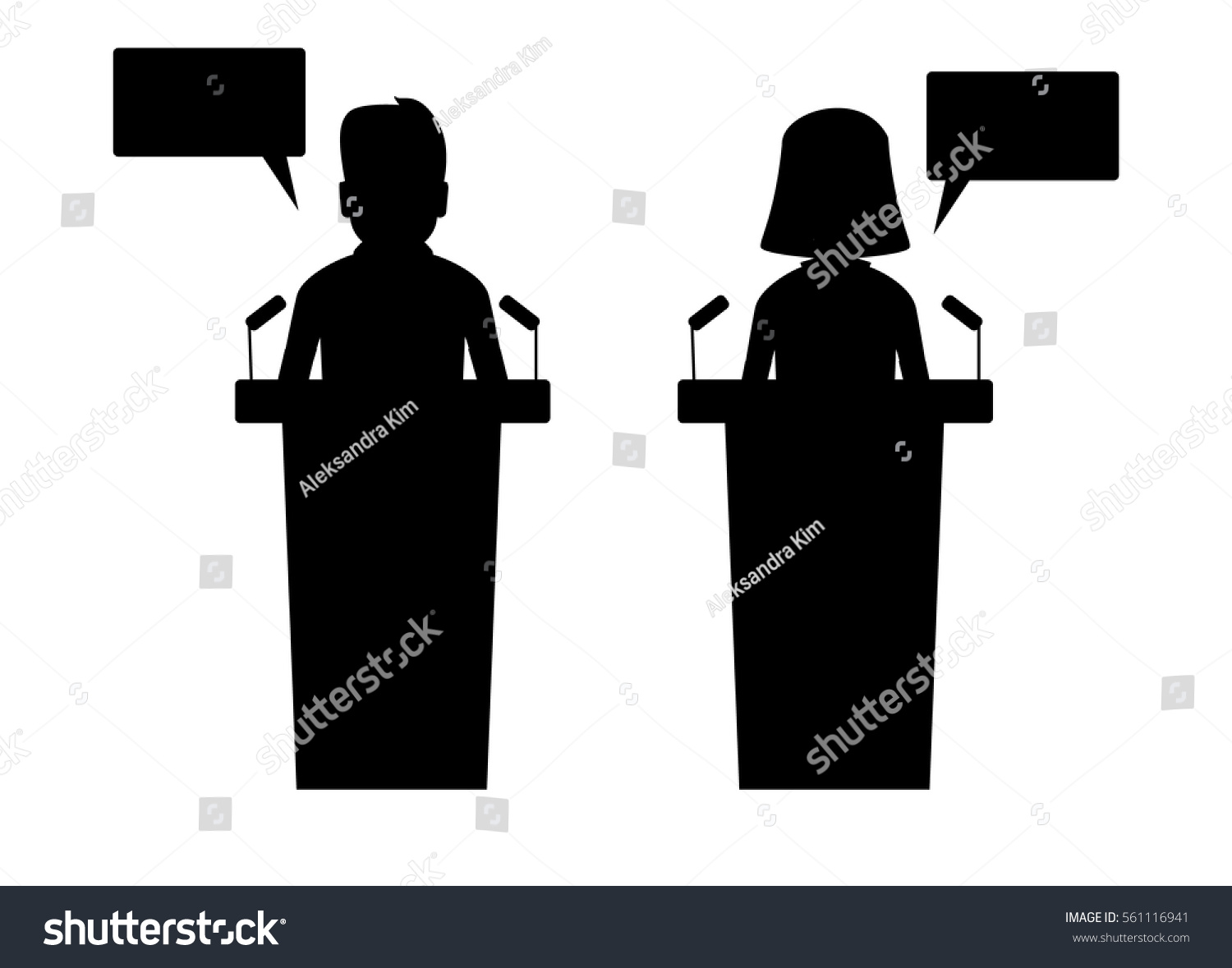 Business Speech Man Woman Silhouette Icon Stock Vector 561116941 ...