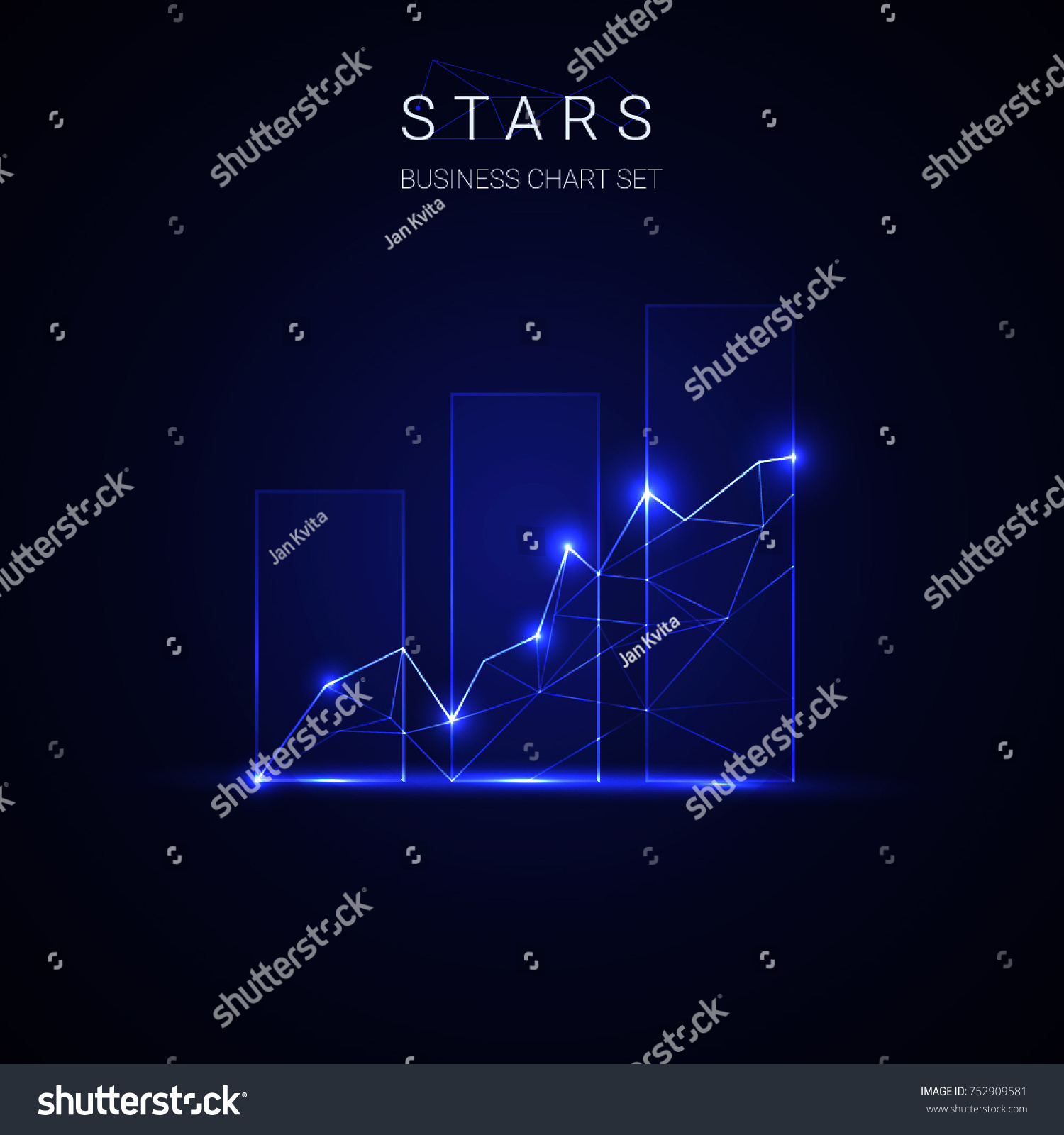 SVG of Business star growing chart vector on blue background. svg