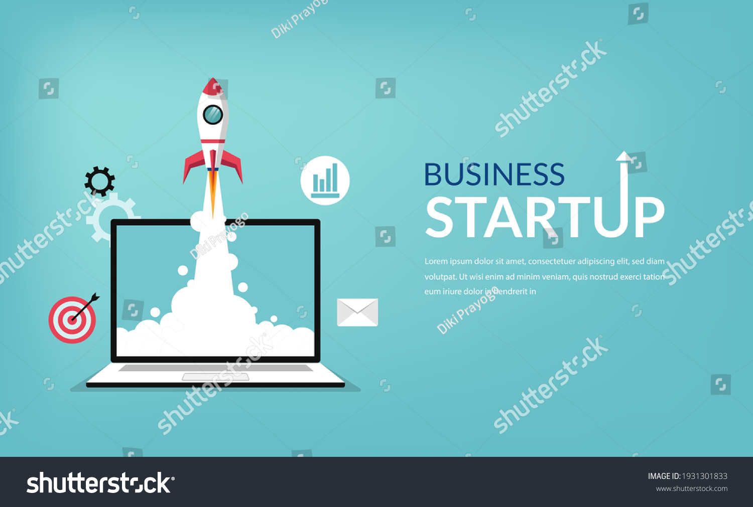 Business Startup Launching Products Rocket Symbol Stock Vector (Royalty ...