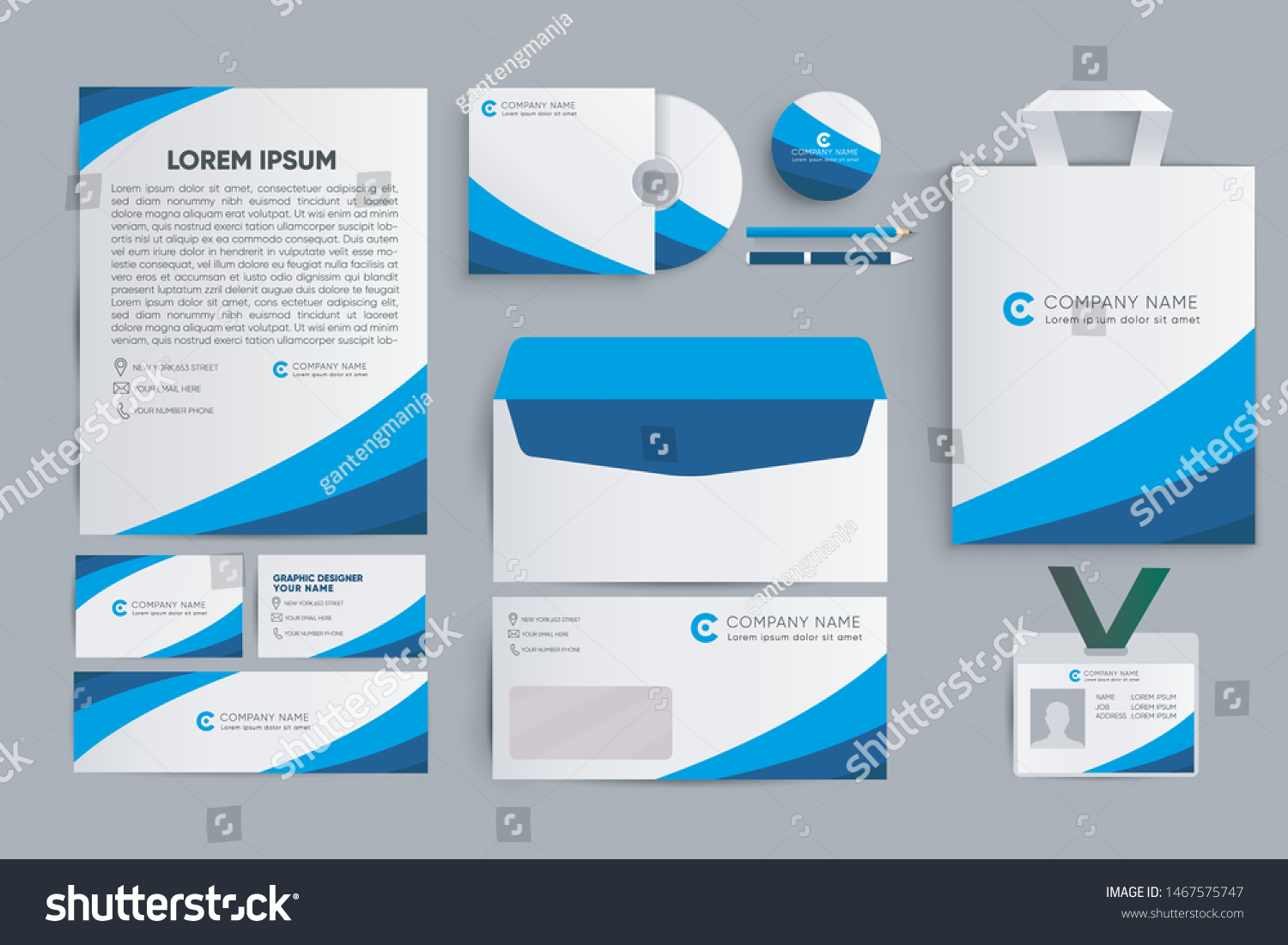 Download Business Stationery Mockup Brandingcorporate Brand Identity Stock Vector Royalty Free 1467575747