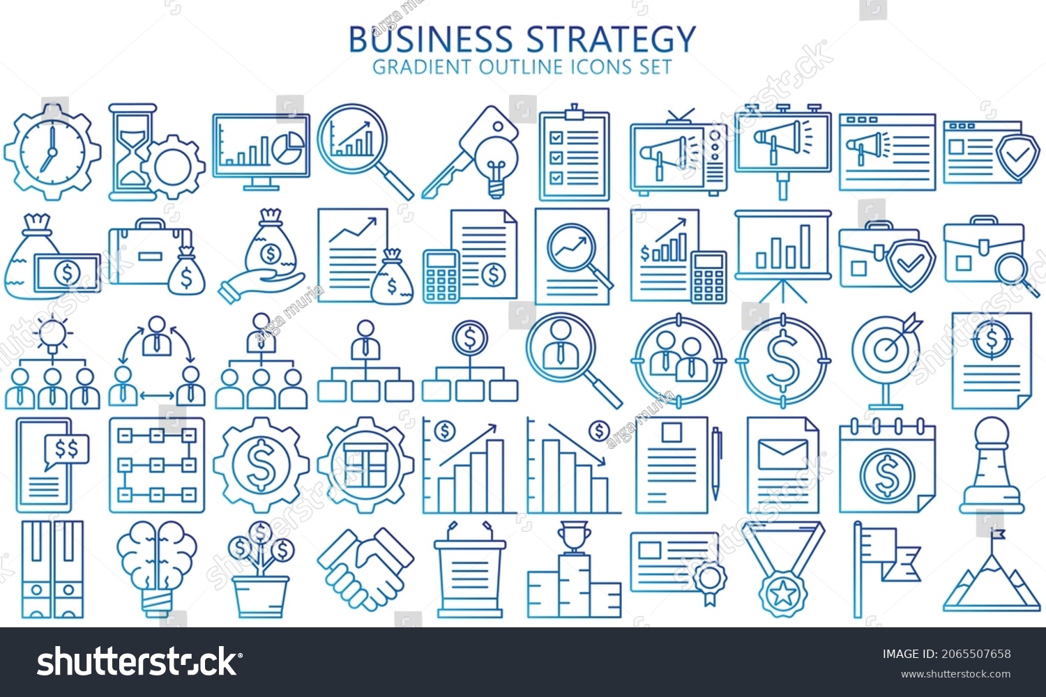 SVG of Business Strategy gradient Line Icons set. Contains such Icons as Target Audience, Research, Plan, Scheme and more, Used for web, UI or UX kit and applications, EPS 10 ready convert to SVG svg