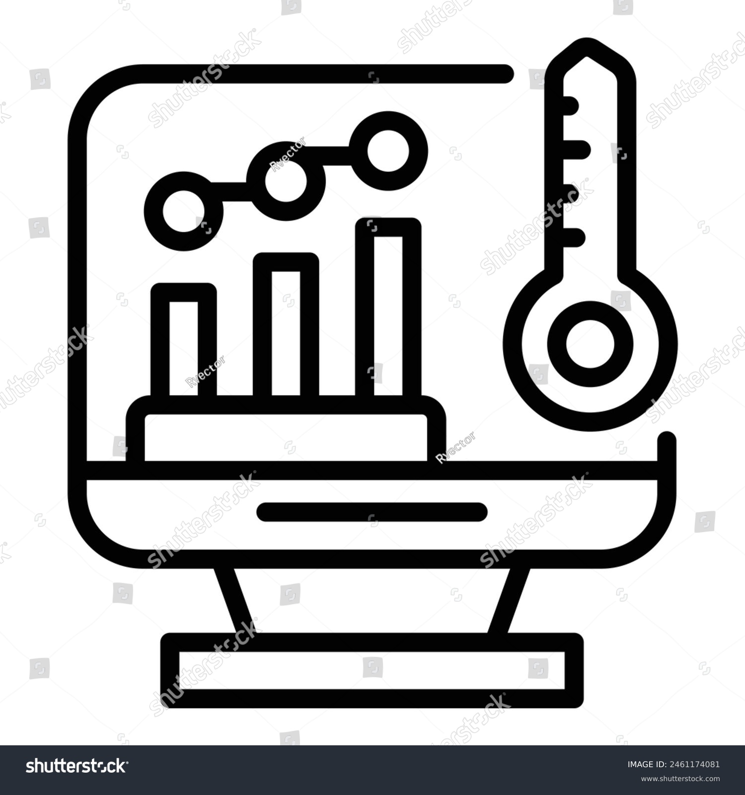 black computer screen with thermometer and graph clip art preview