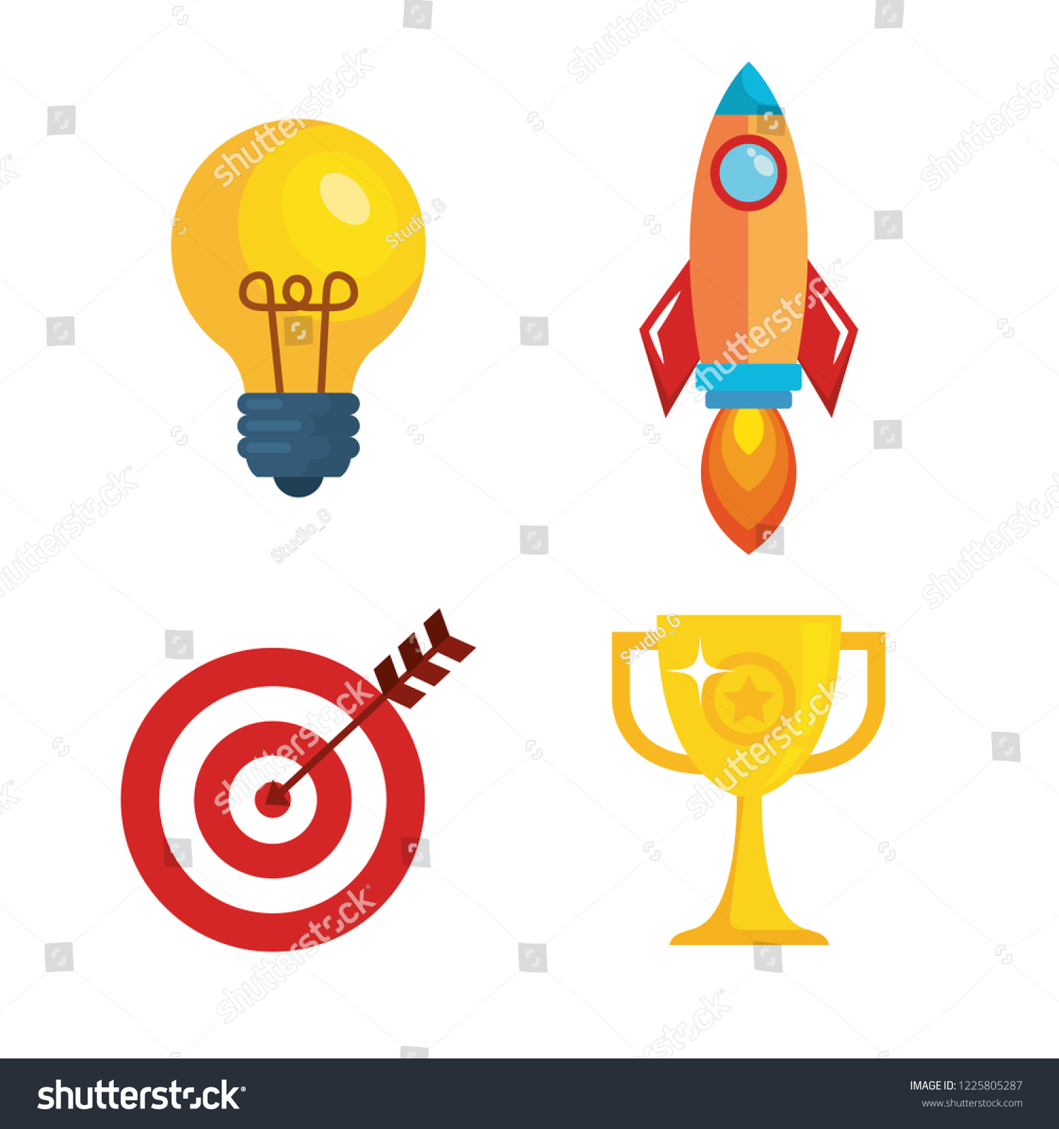 Business Sucess Set Icons Stock Vector Royalty Free 1225805287