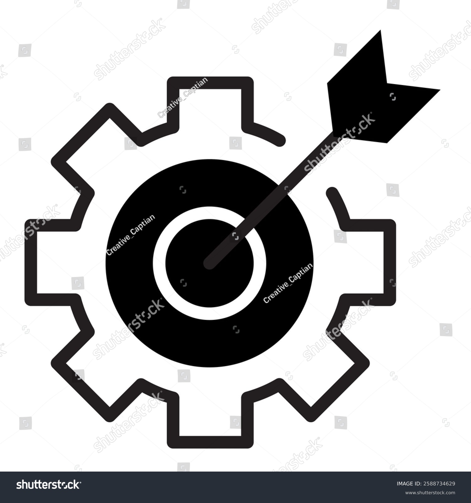black gear target with arrow clip art preview