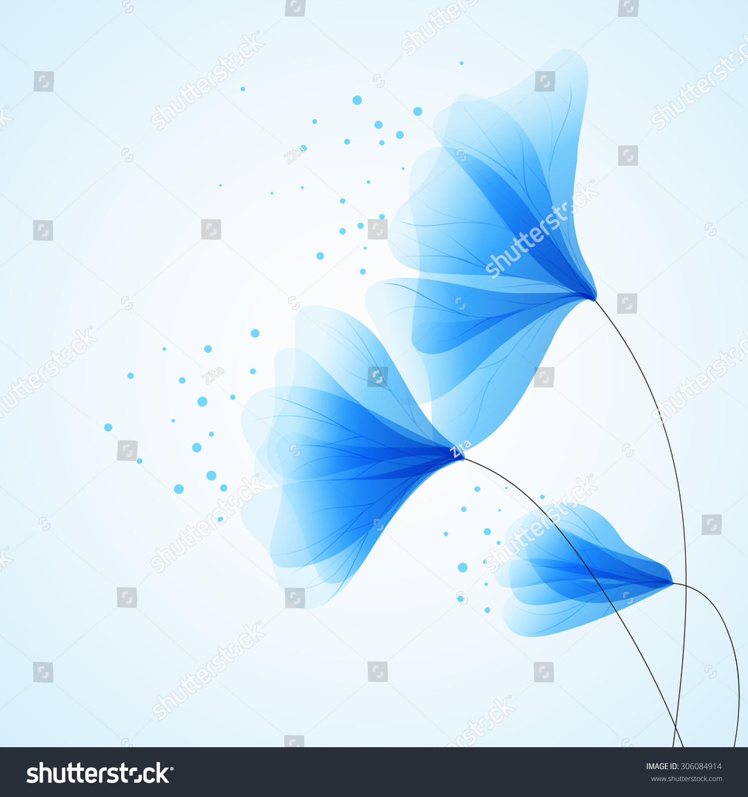 SVG of Business  template or cover with blue semitransparent flowers - vector illustration  svg