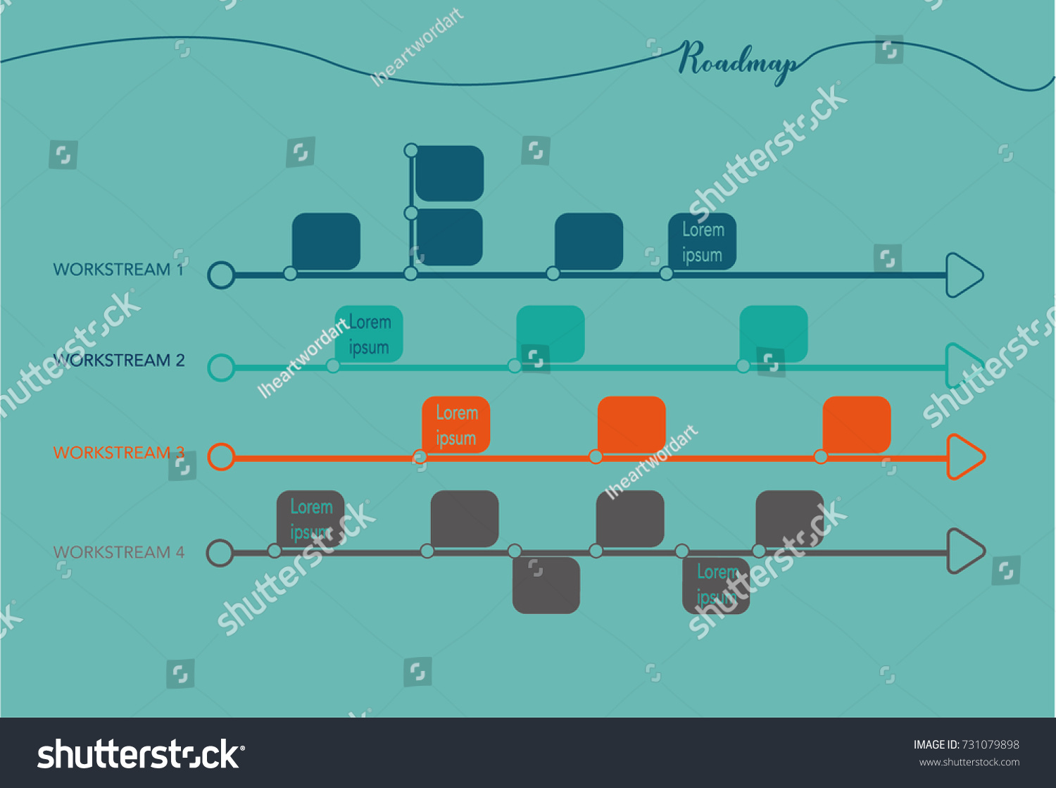 Business Timeline Roadmap Template 4 Work 스톡 벡터로열티 프리 731079898 Shutterstock 