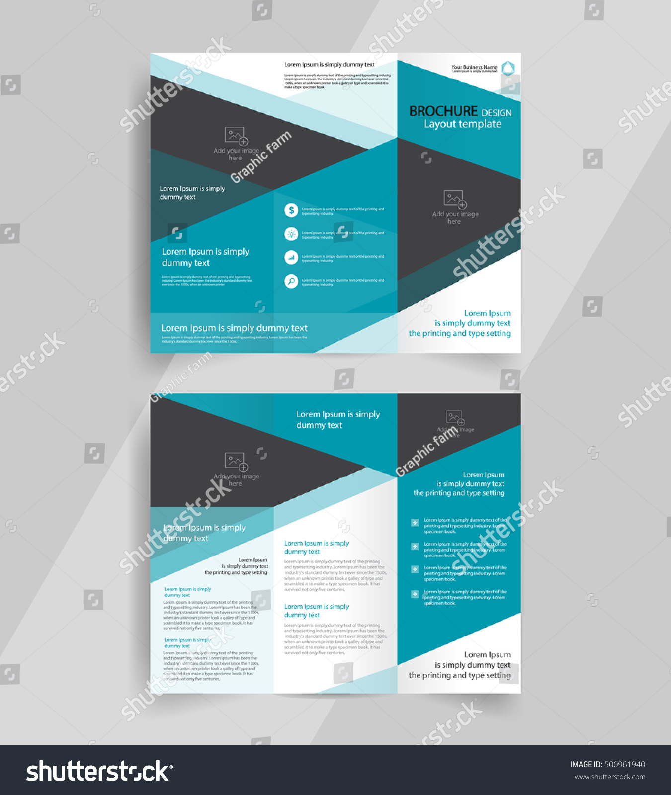 business trifold brochure layout design vector stock vector royalty