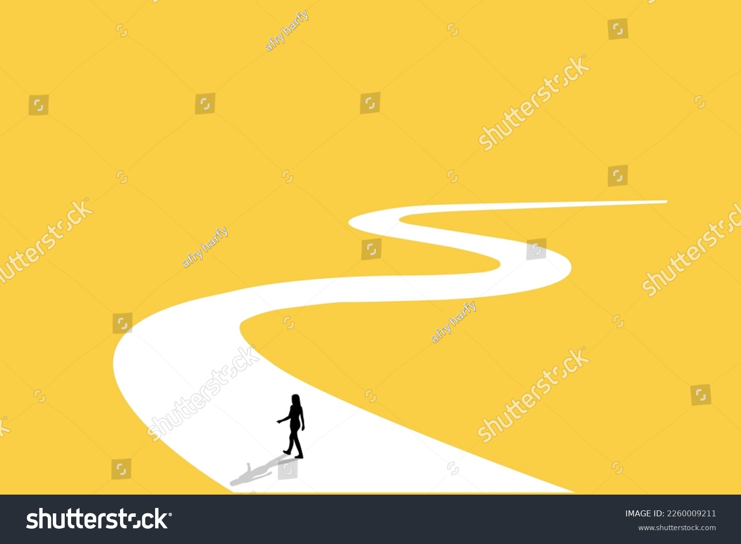 SVG of Business woman follow a path for business opportunities. visionary leadership different business routes. Symbol of ambition, motivation and long road ahead svg