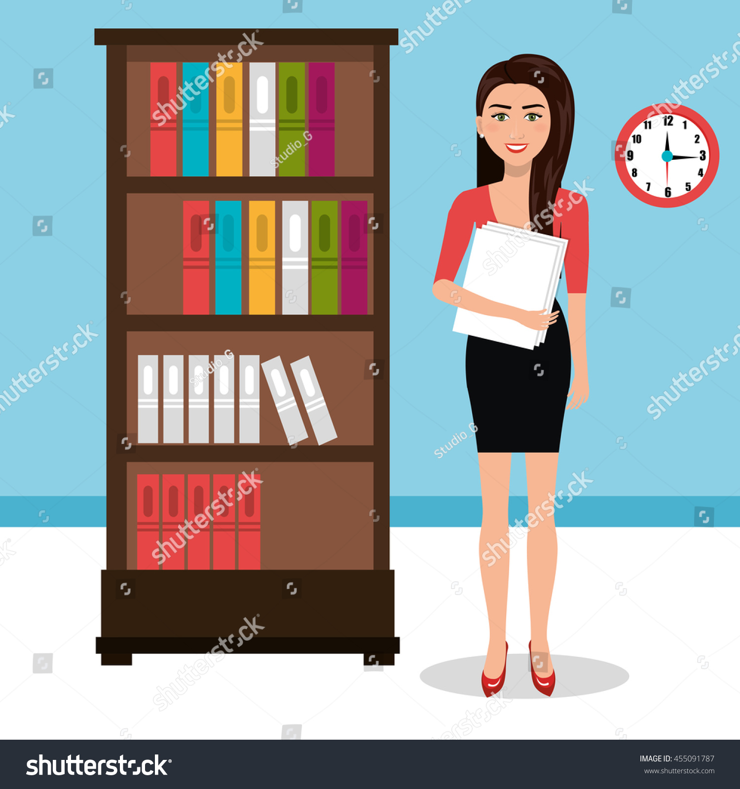 Business Woman Workspace Vector Illustration Stock Vector (Royalty Free ...