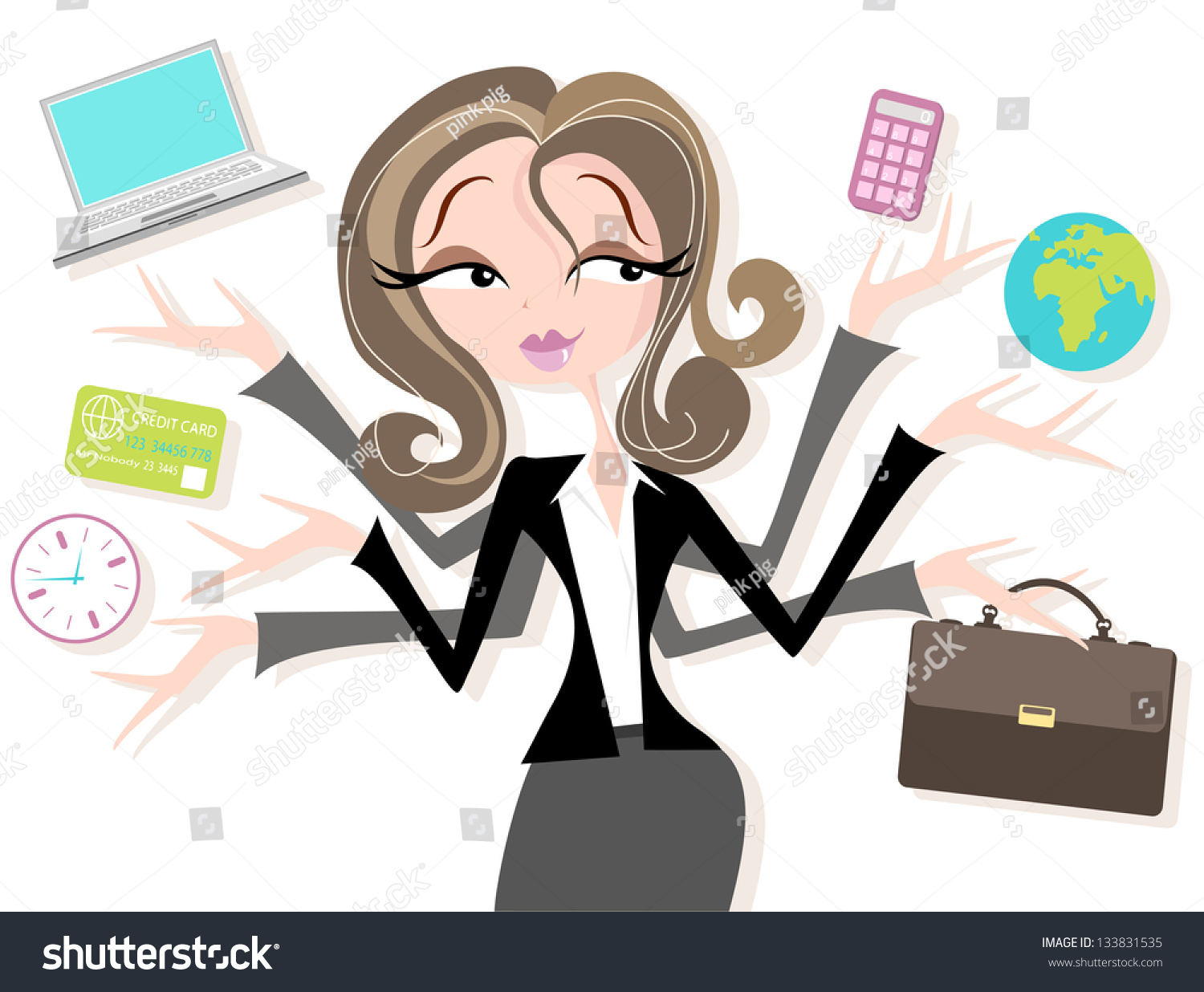 Business Woman Juggling Tasks Pretty Woman In Smart Suit Juggling ...