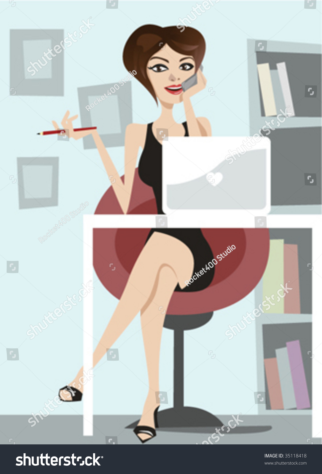 Business Woman Talking On Phone Stock Vector Illustration 35118418 ...