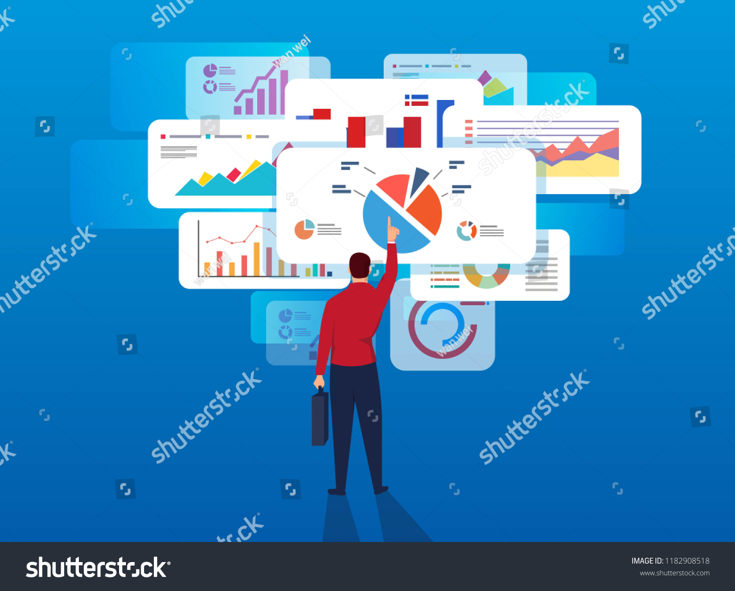 SVG of Businessman analyzes page data svg