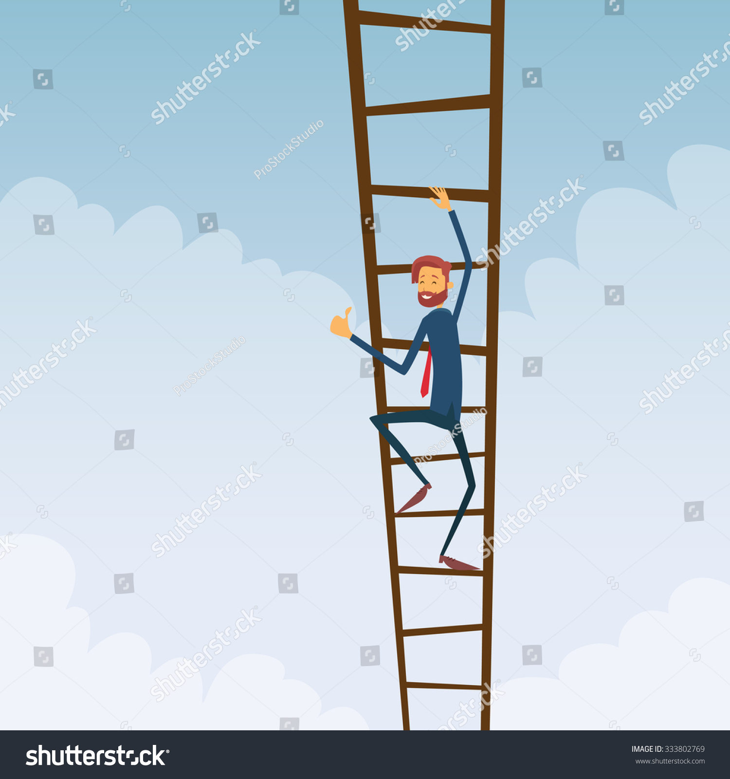 Businessman Climb Ladder Stairs Concept Business Stock Vector 333802769 ...
