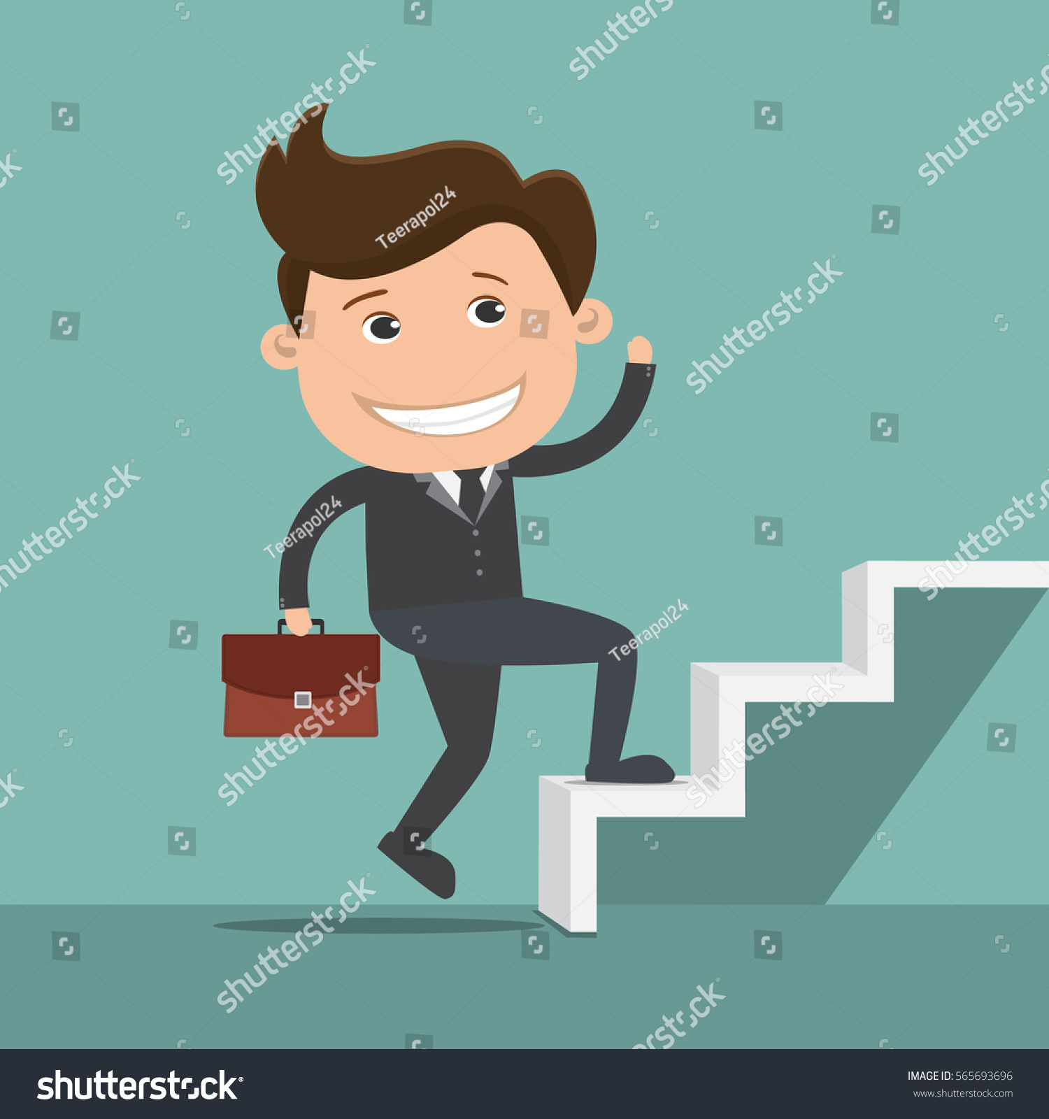 Businessman Climbing Stairs Success Vector Illustration Stock Vector ...