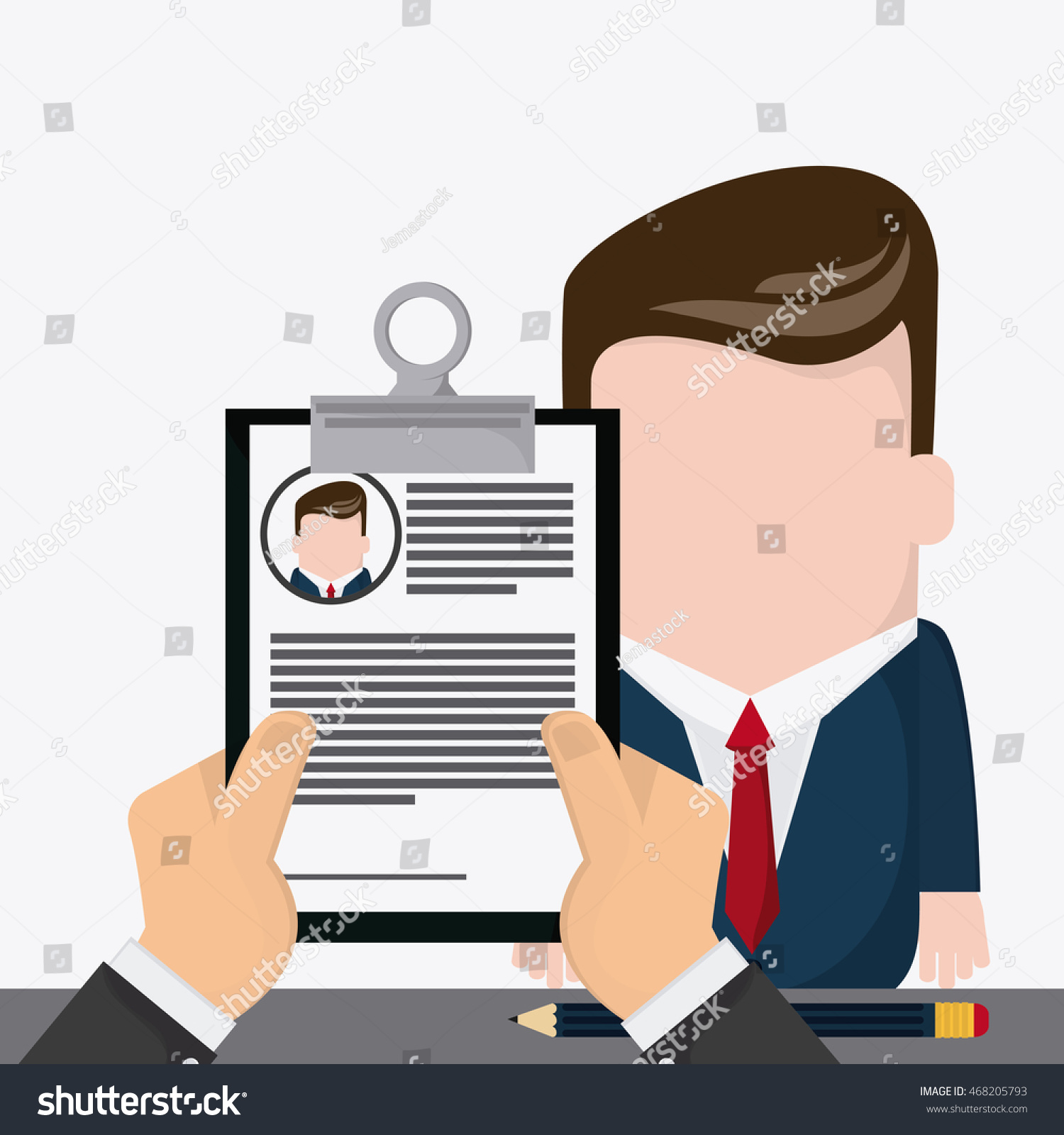 Businessman Document Pencil Necktie Cartoon Icon Stock Vector