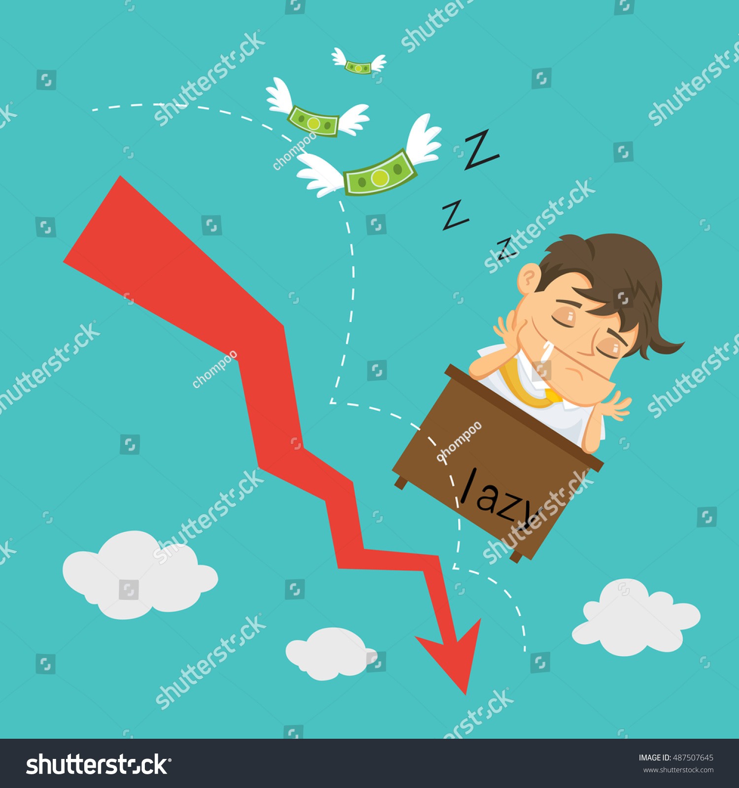 Businessman Falls Asleep His Desk While Stock Vector Royalty Free