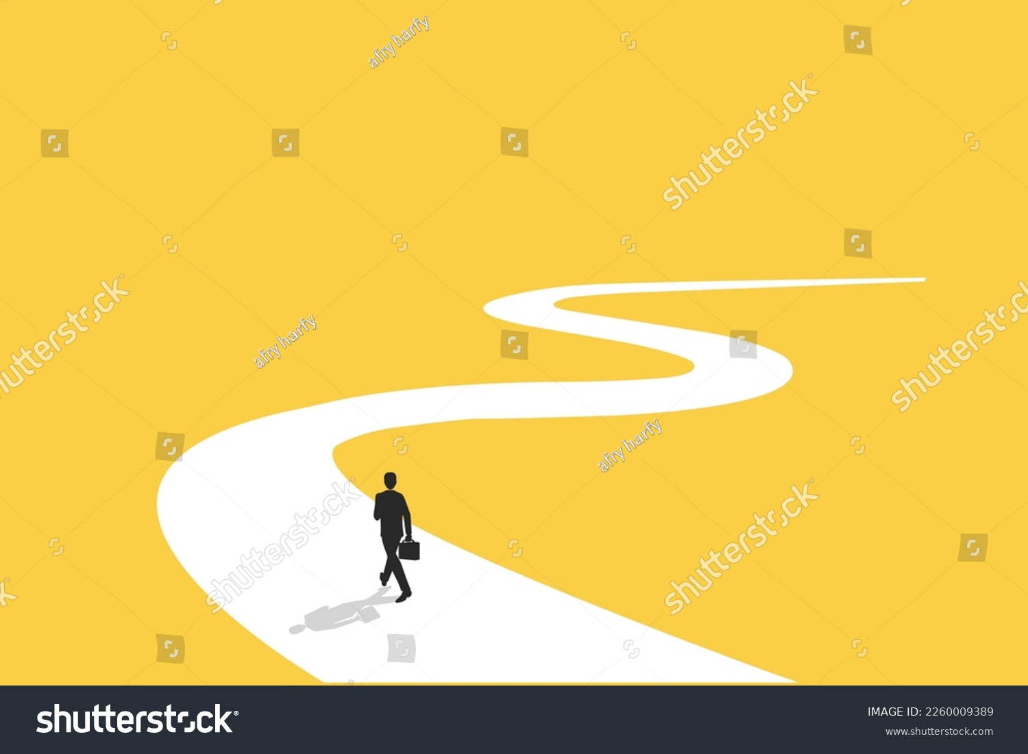 SVG of Businessman follow a path for business opportunities. visionary leadership different business routes. Symbol of ambition, motivation and long road ahead svg