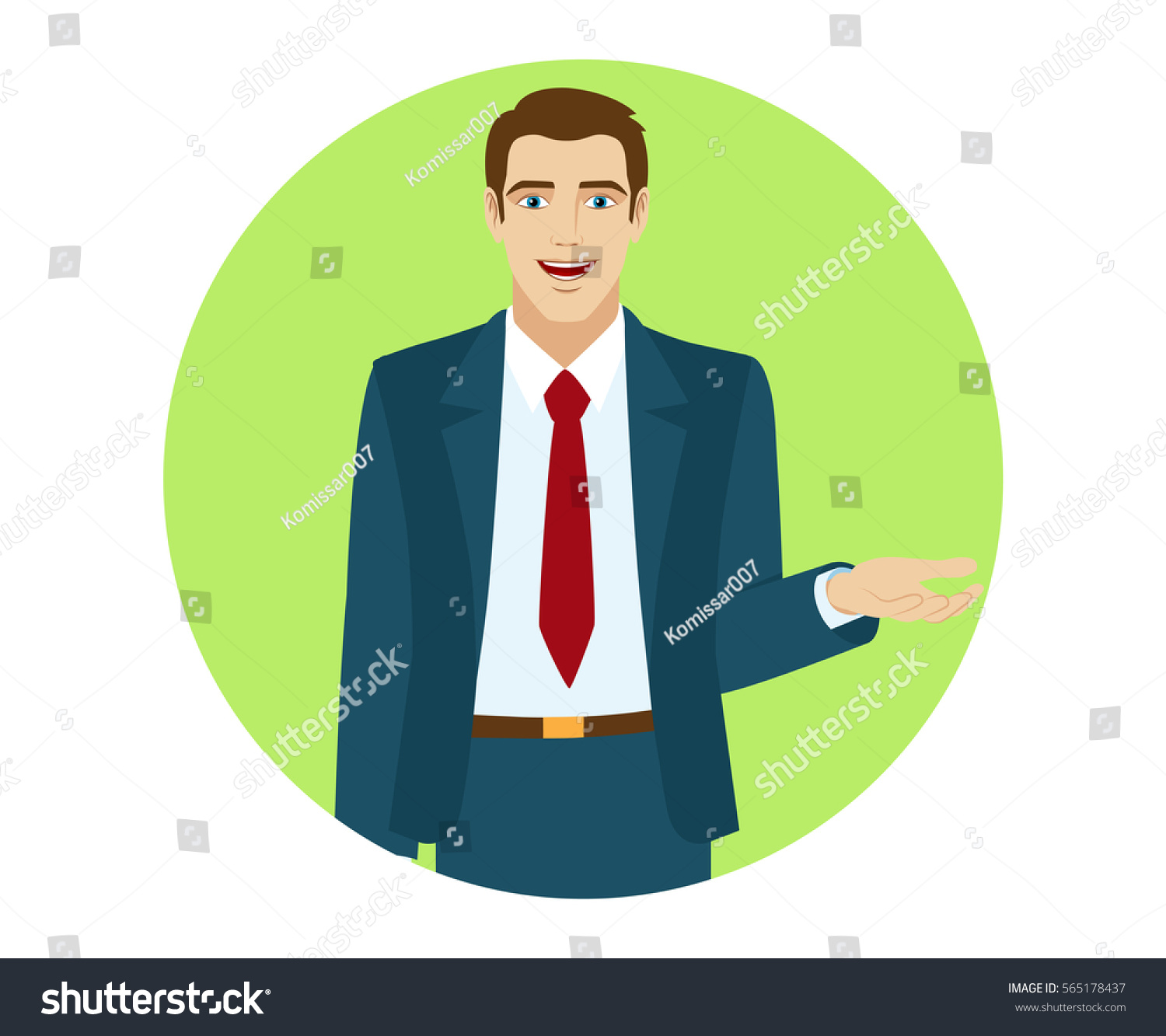 Businessman Gesturing Portrait Businessman Flat Style Stock Vector ...