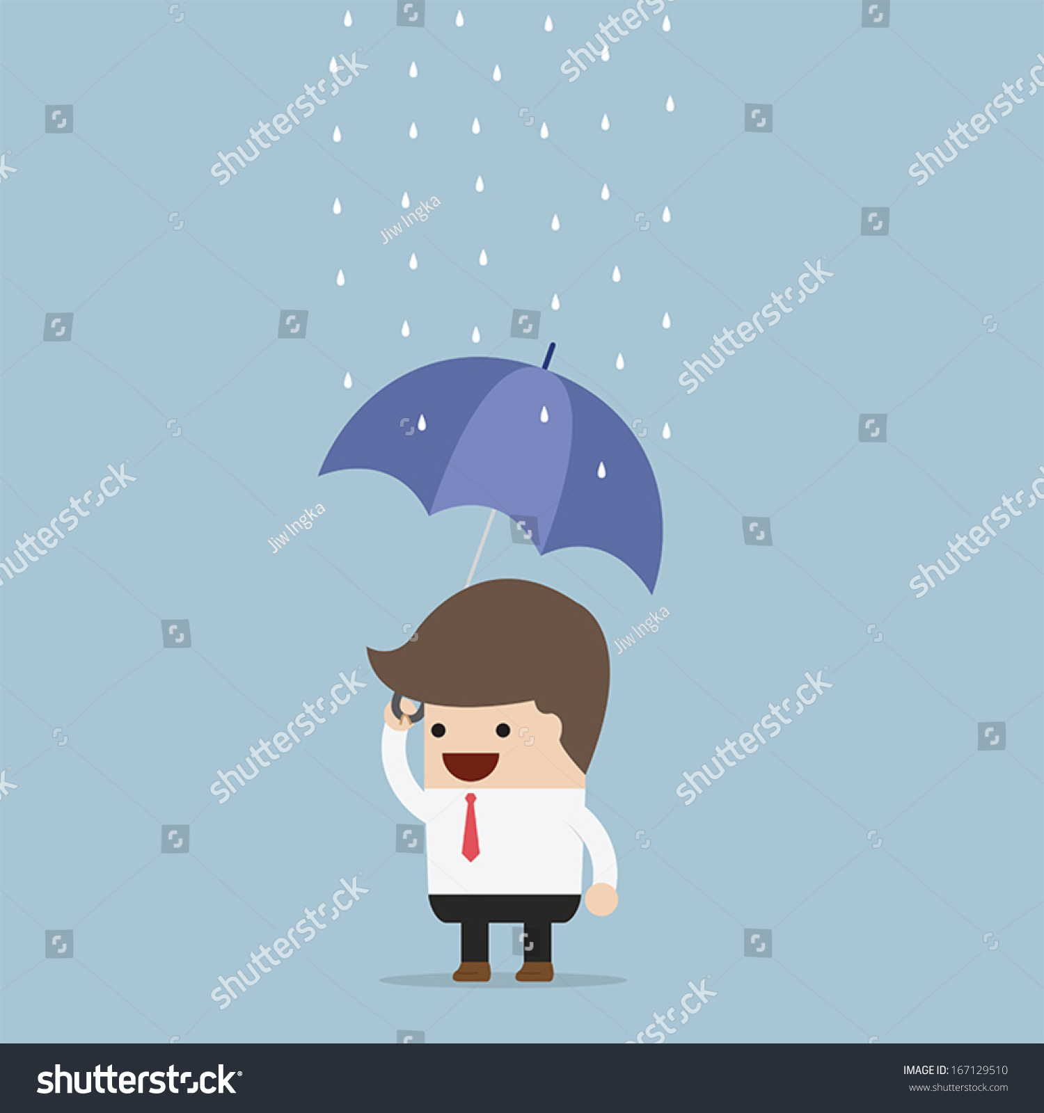 Businessman Holding Umbrella Under Rain Vector Stock Vector (Royalty ...