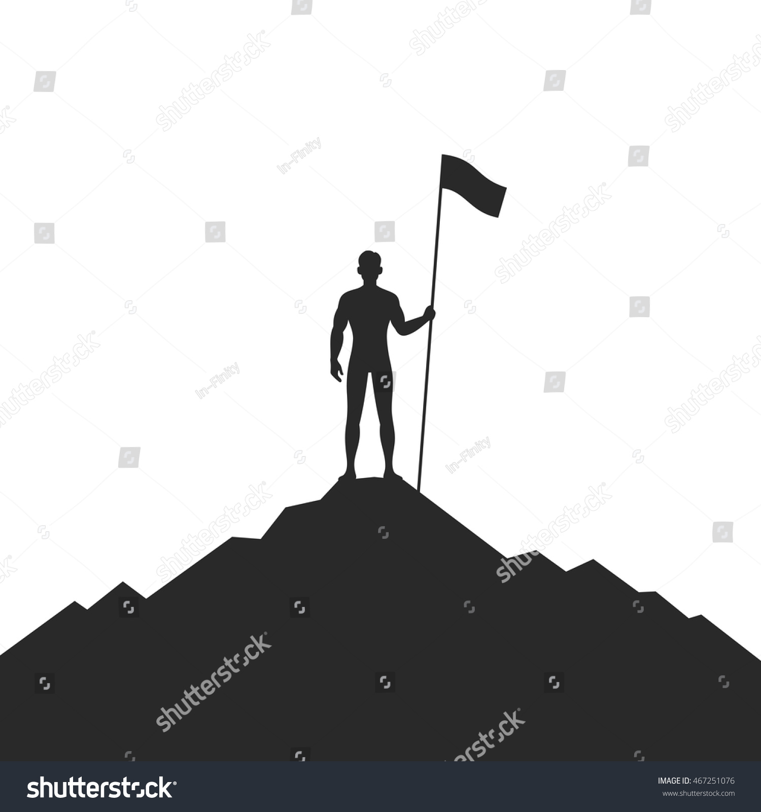 Businessman Holding Flag On Mountain. Vector - 467251076 : Shutterstock