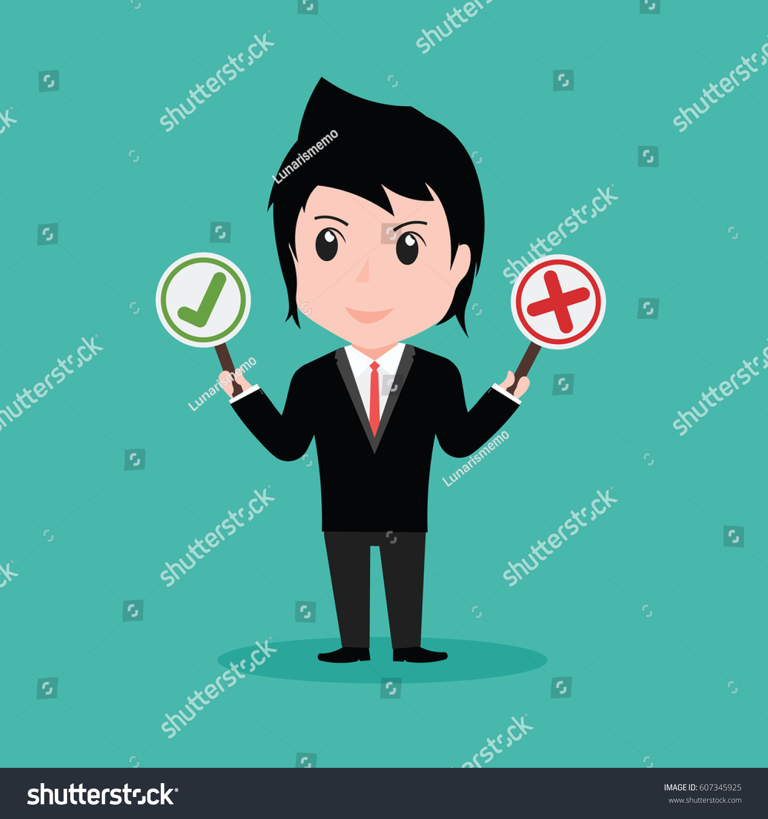 Businessman Holding Right Wrong Signs Cartoon Stock Vector Royalty Free Shutterstock